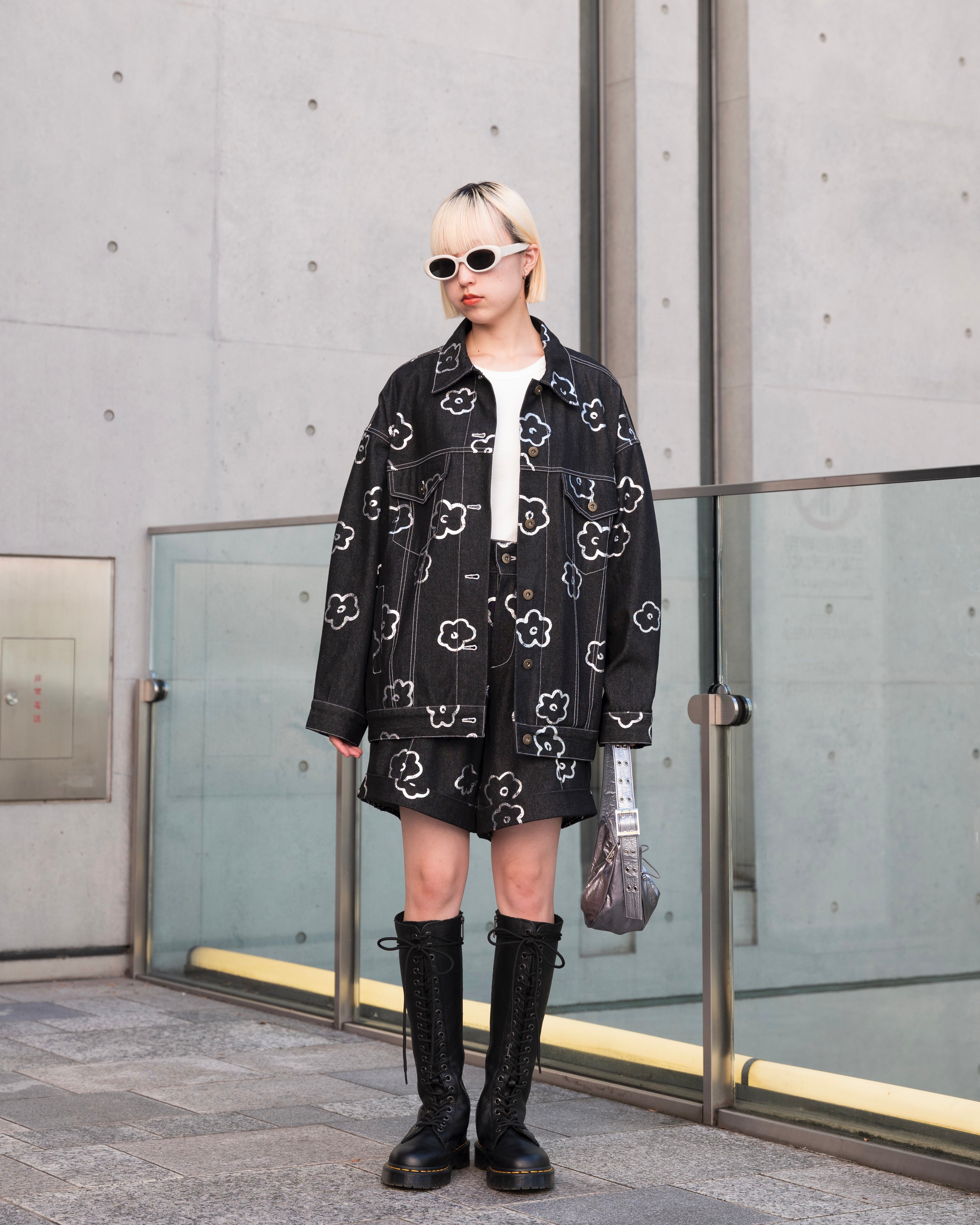 Silver flower denim jacket