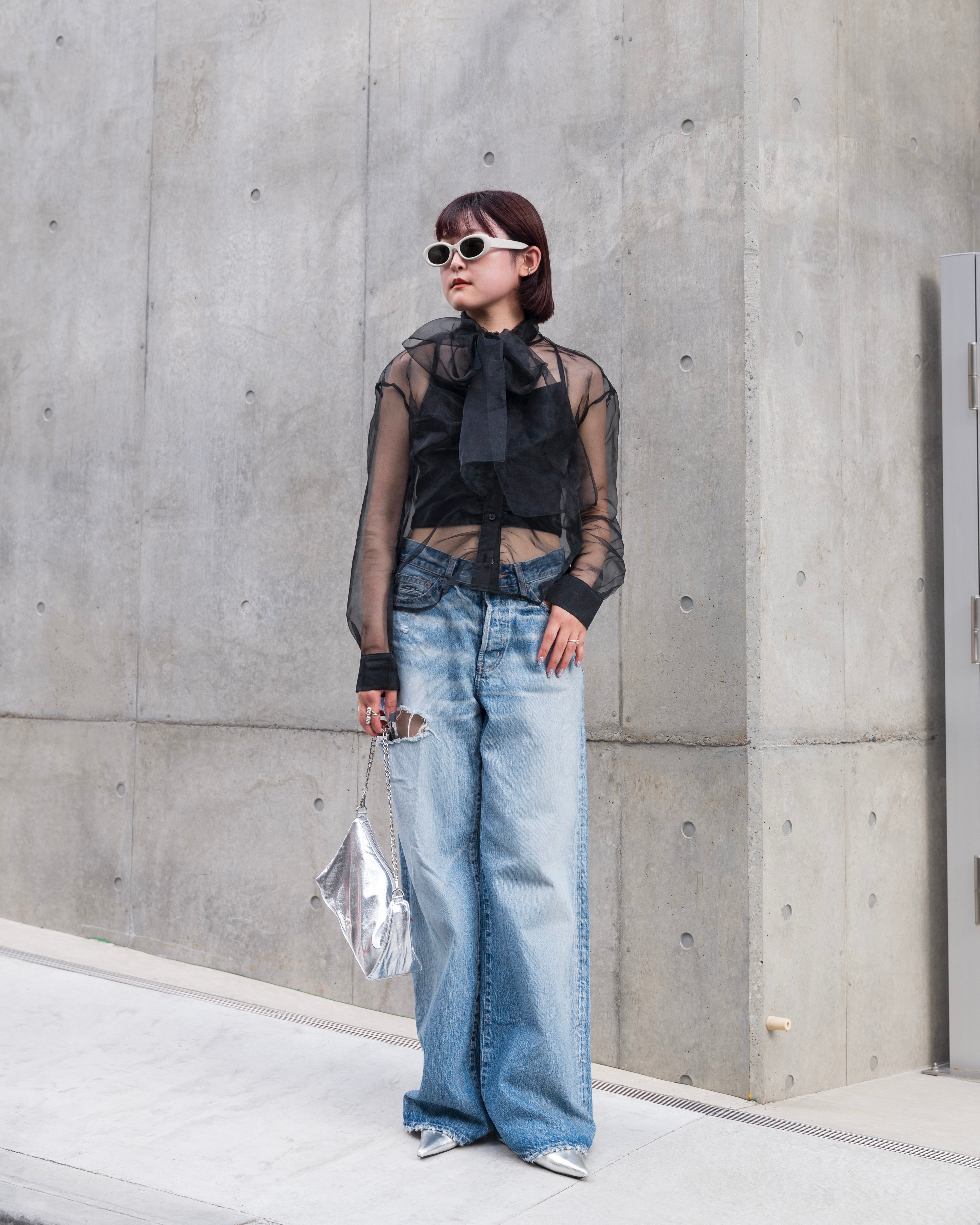 bibiy ANNE RIBBON BLOUSE ブラック TOPS｜Bibiy.