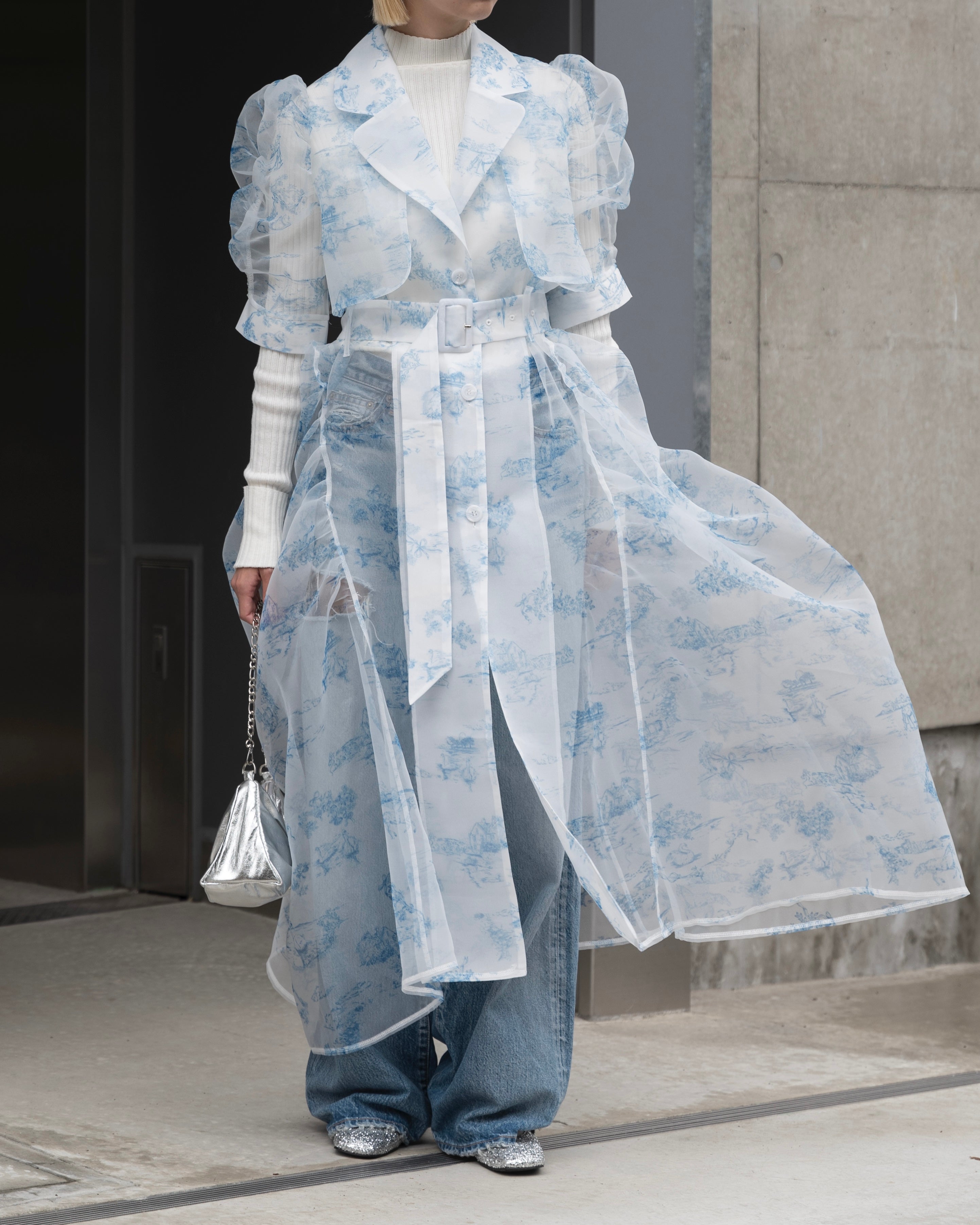 Toile de Jouy organdy dress coat dress