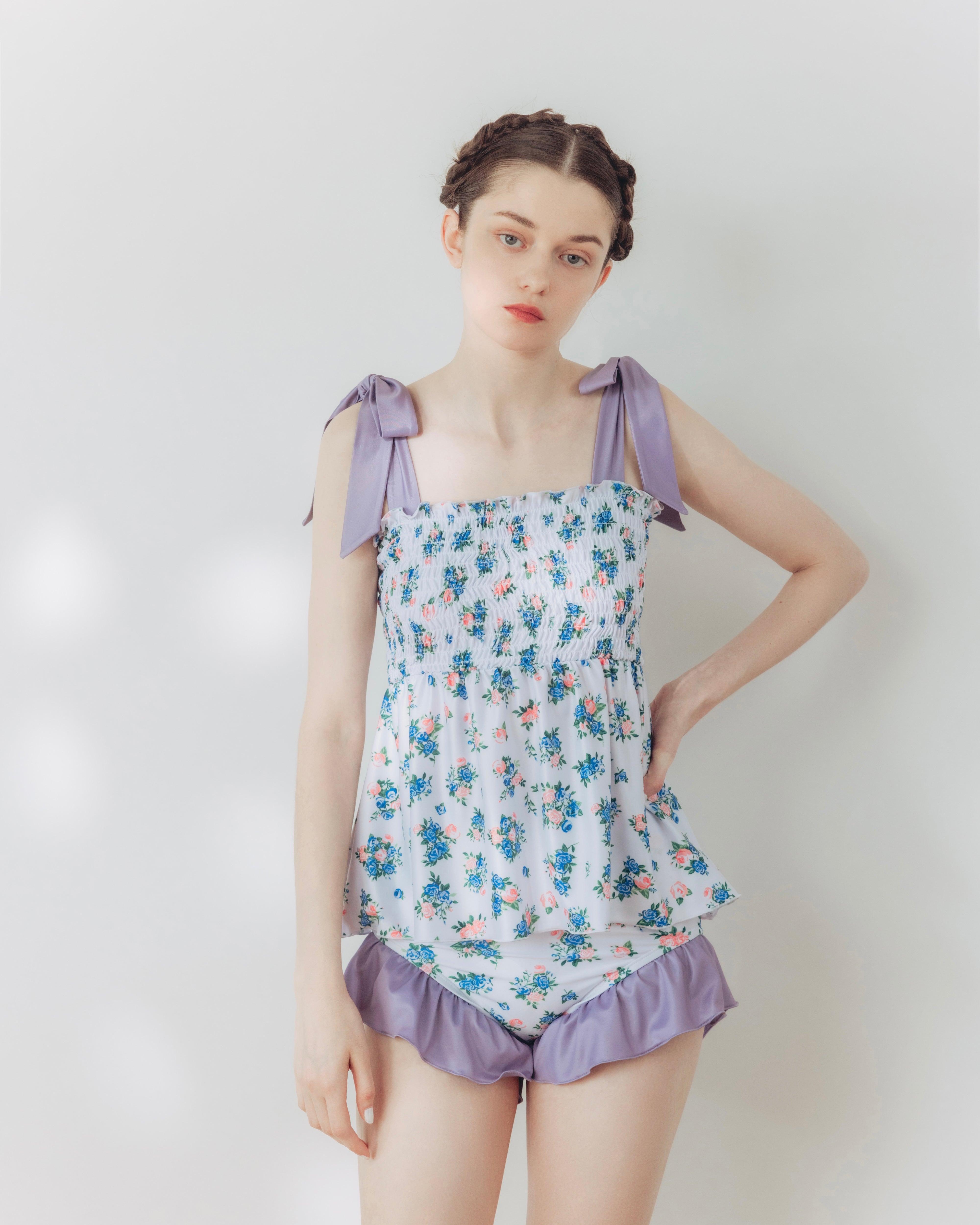 POPPY リボン水着　あさぎーにょ　ショルダーリボン シャーリングビキニ SWIM DRESS 2024