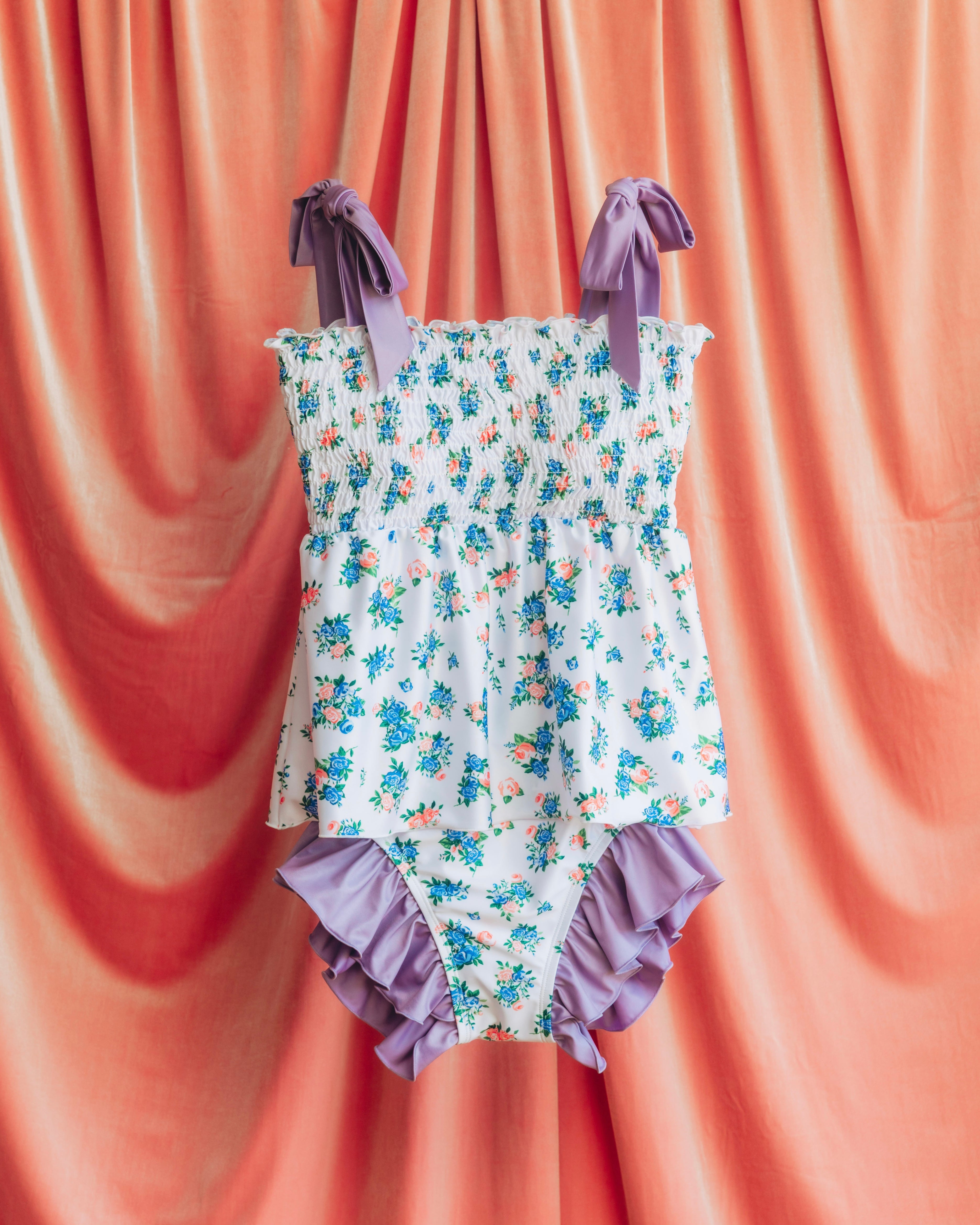 Shoulder ribbon shirring bikini