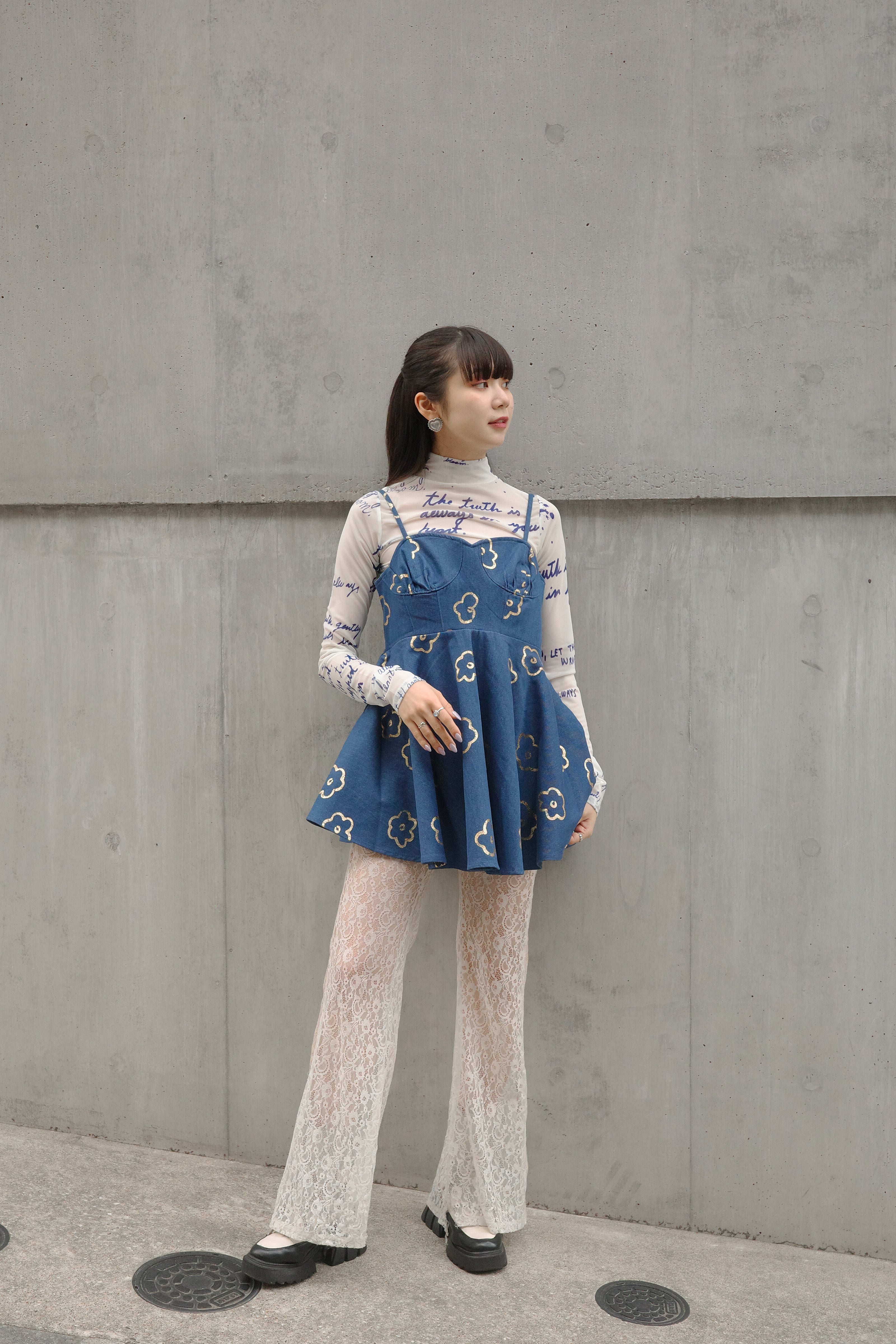 【POPPY】シースルーキャミワンピース(Blue message) POPPY】シースルーキャミワンピース(Blue message)