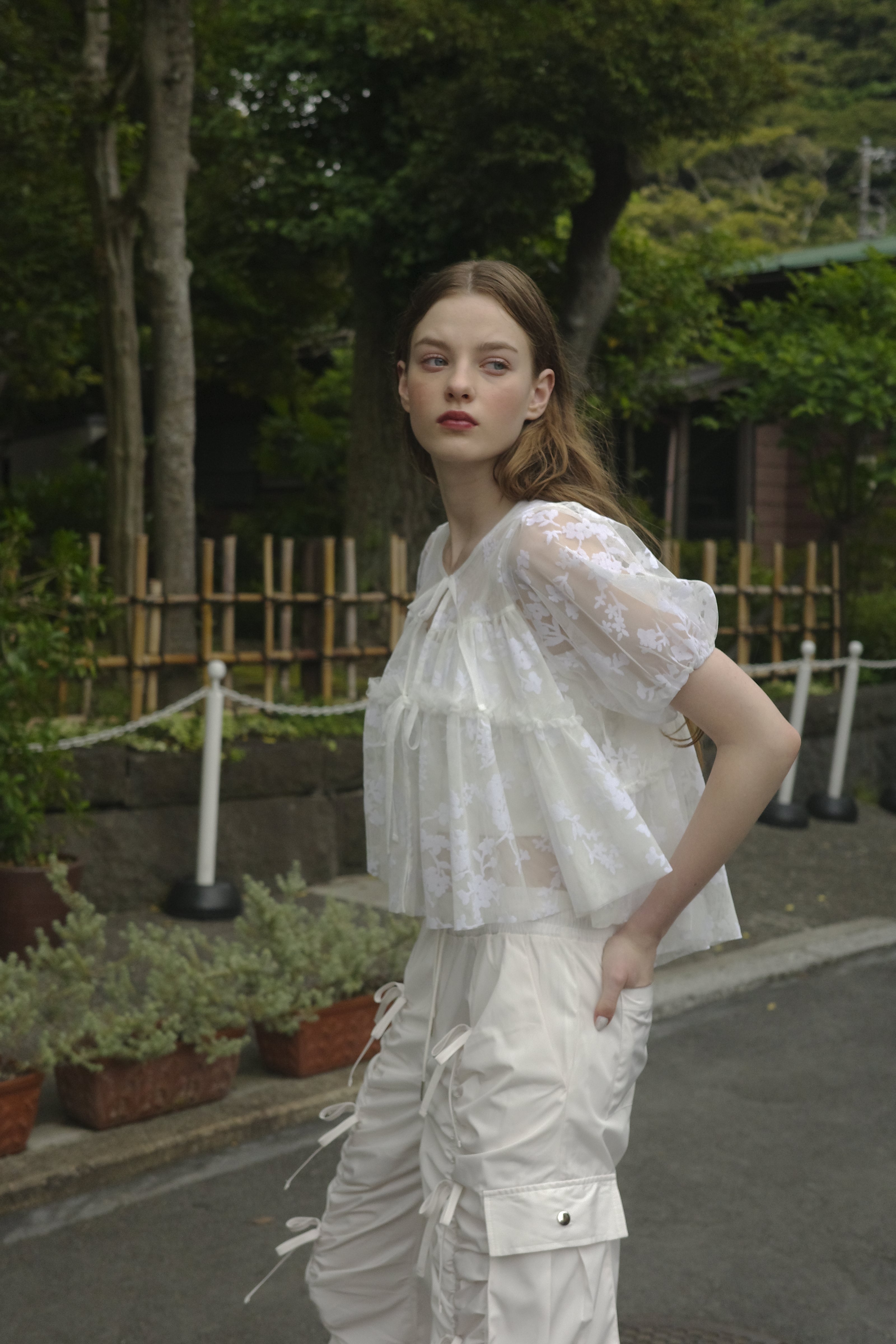 PUFF TIED BOLERO (FLOCKY WHITE)