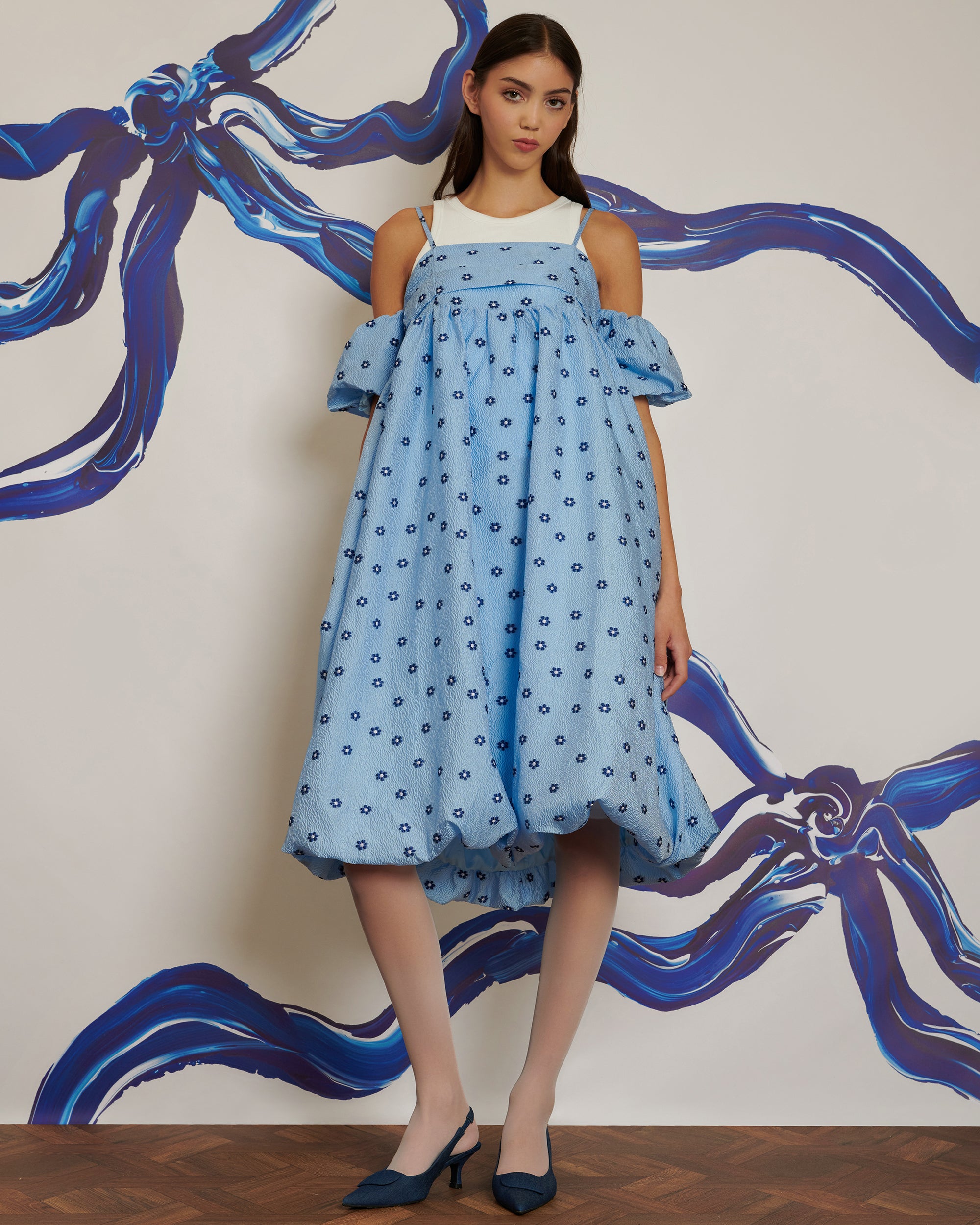 <b>POPPY x sister jane</b><br>Ditsy Daisy Off Shoulders Midi Dress