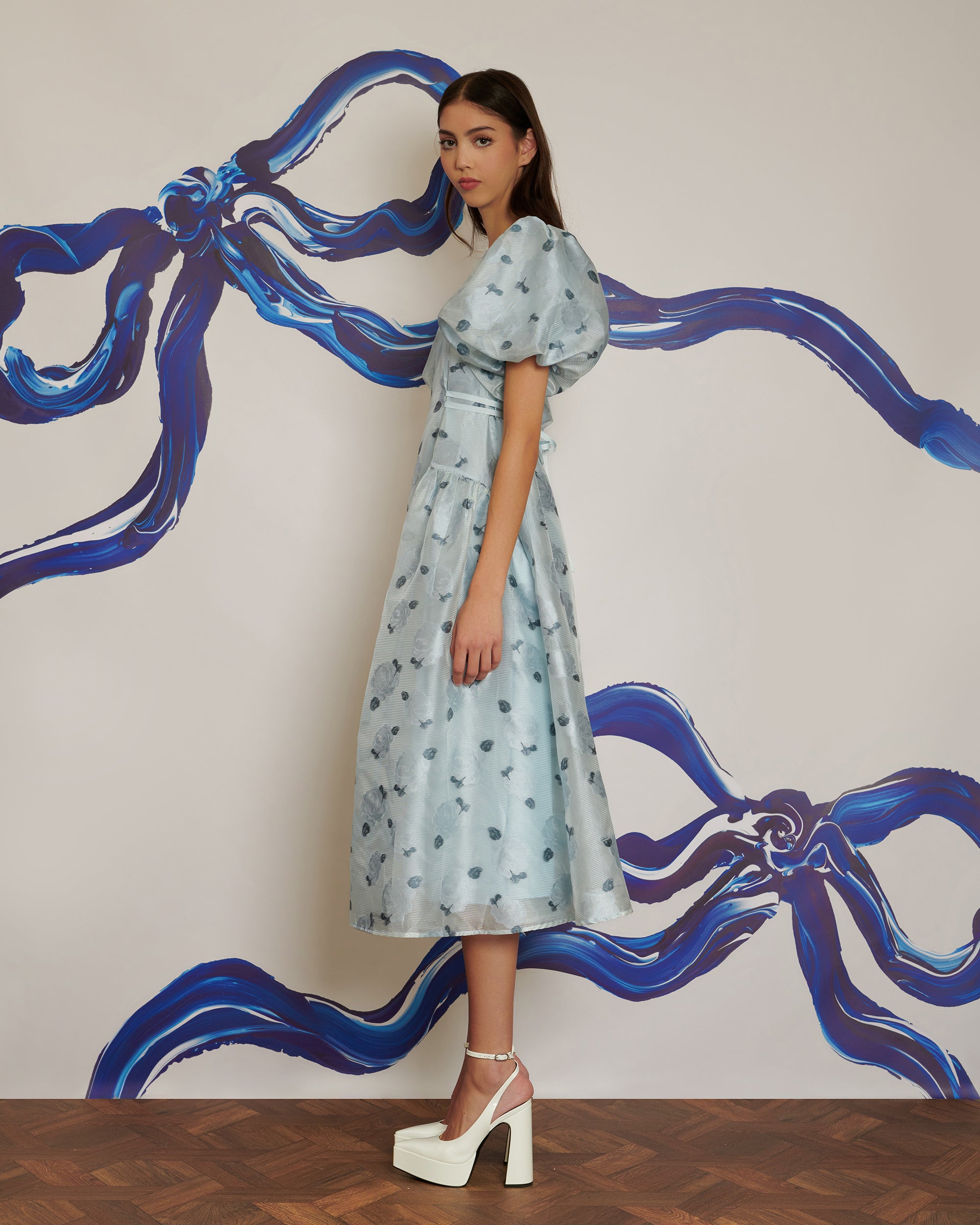 <b>POPPY x sister jane</b><br>Cloud Flowers Jacquard Midi Dress