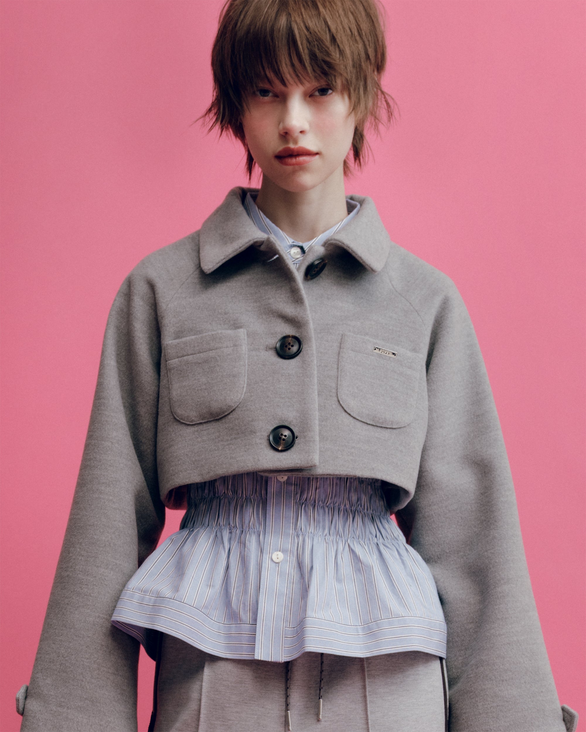 Cropped melton jacket