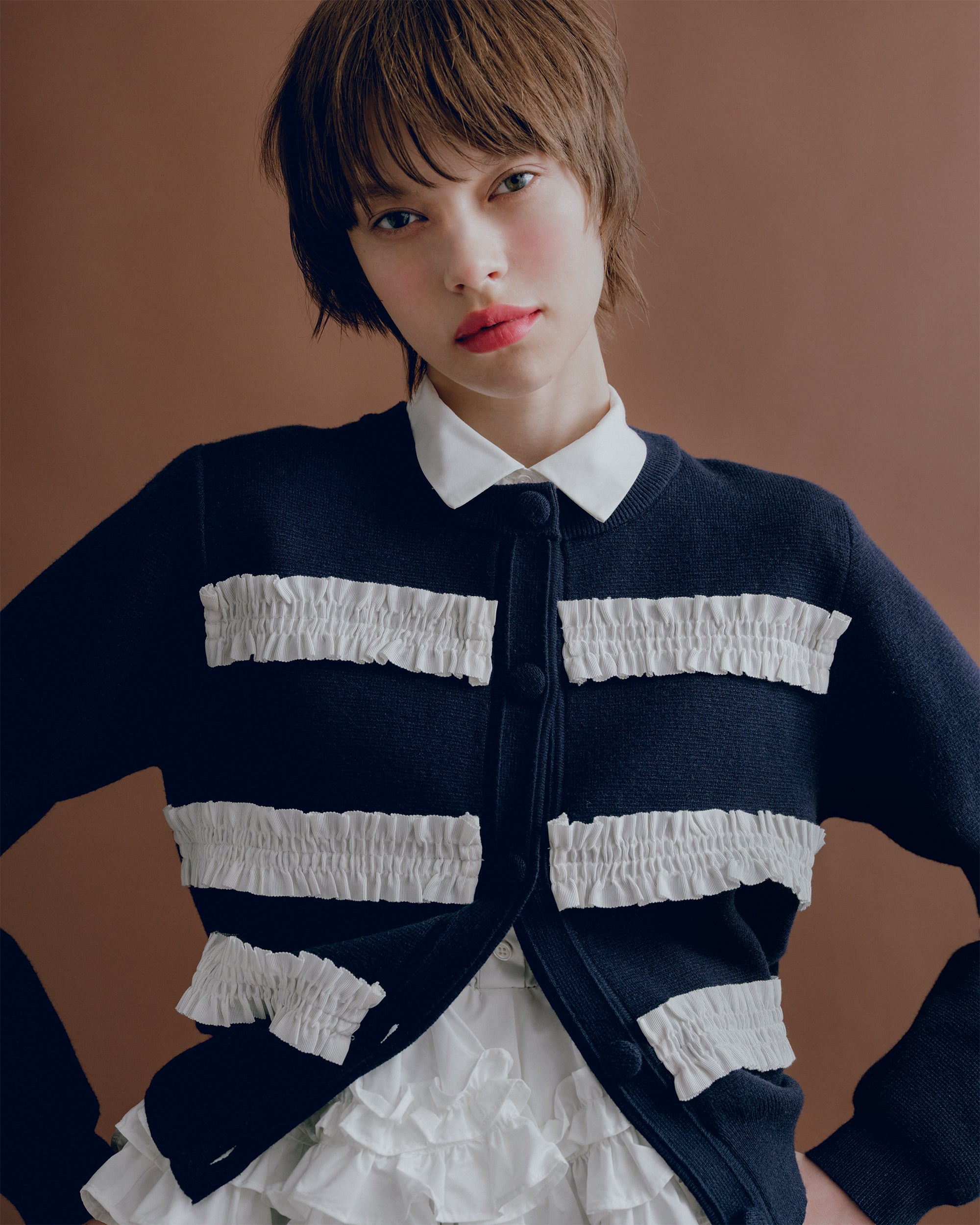 Grosgrain ribbon border cardigan