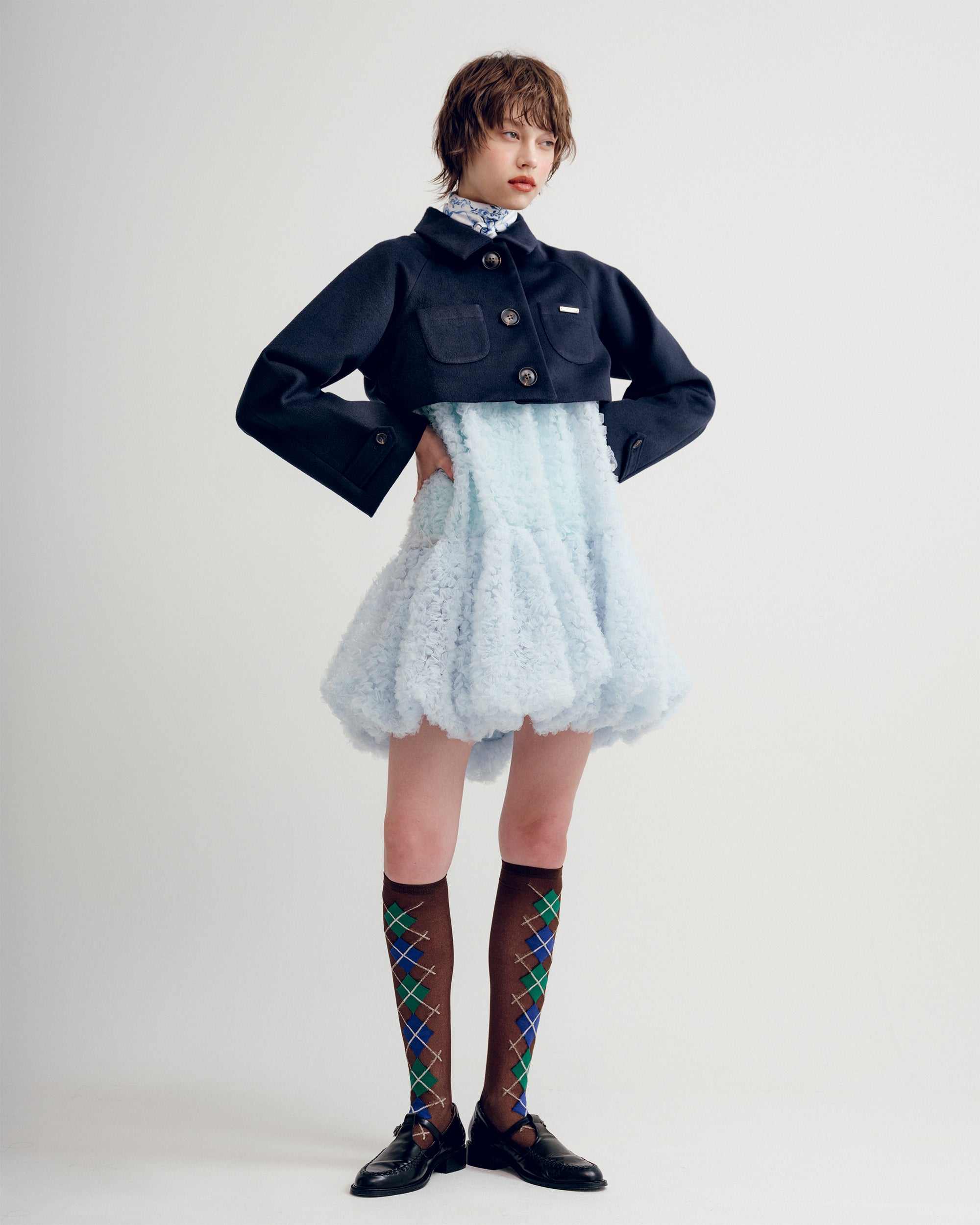 Cropped melton jacket