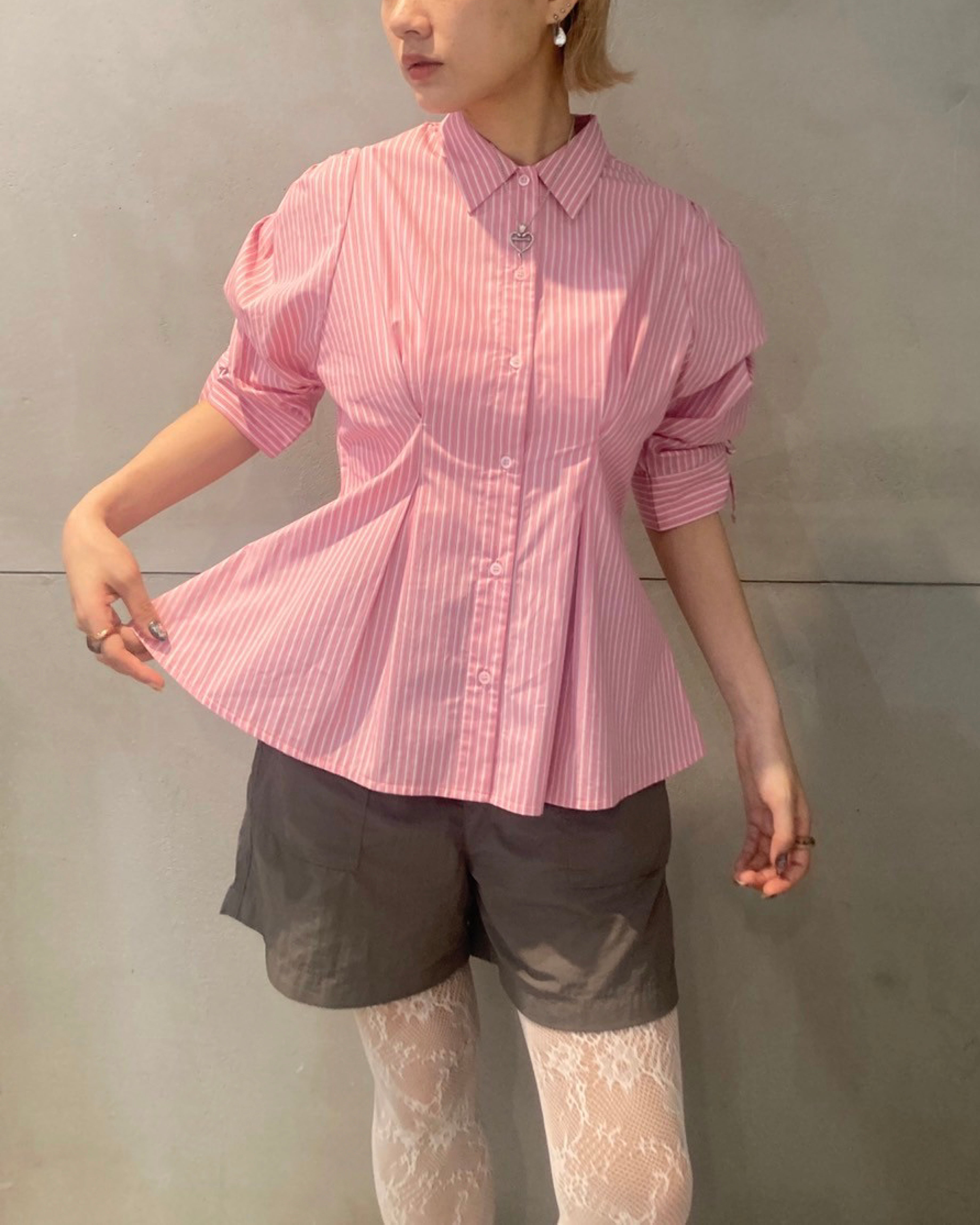 CANDY PUFF STRIPE SHIRT (PINK)