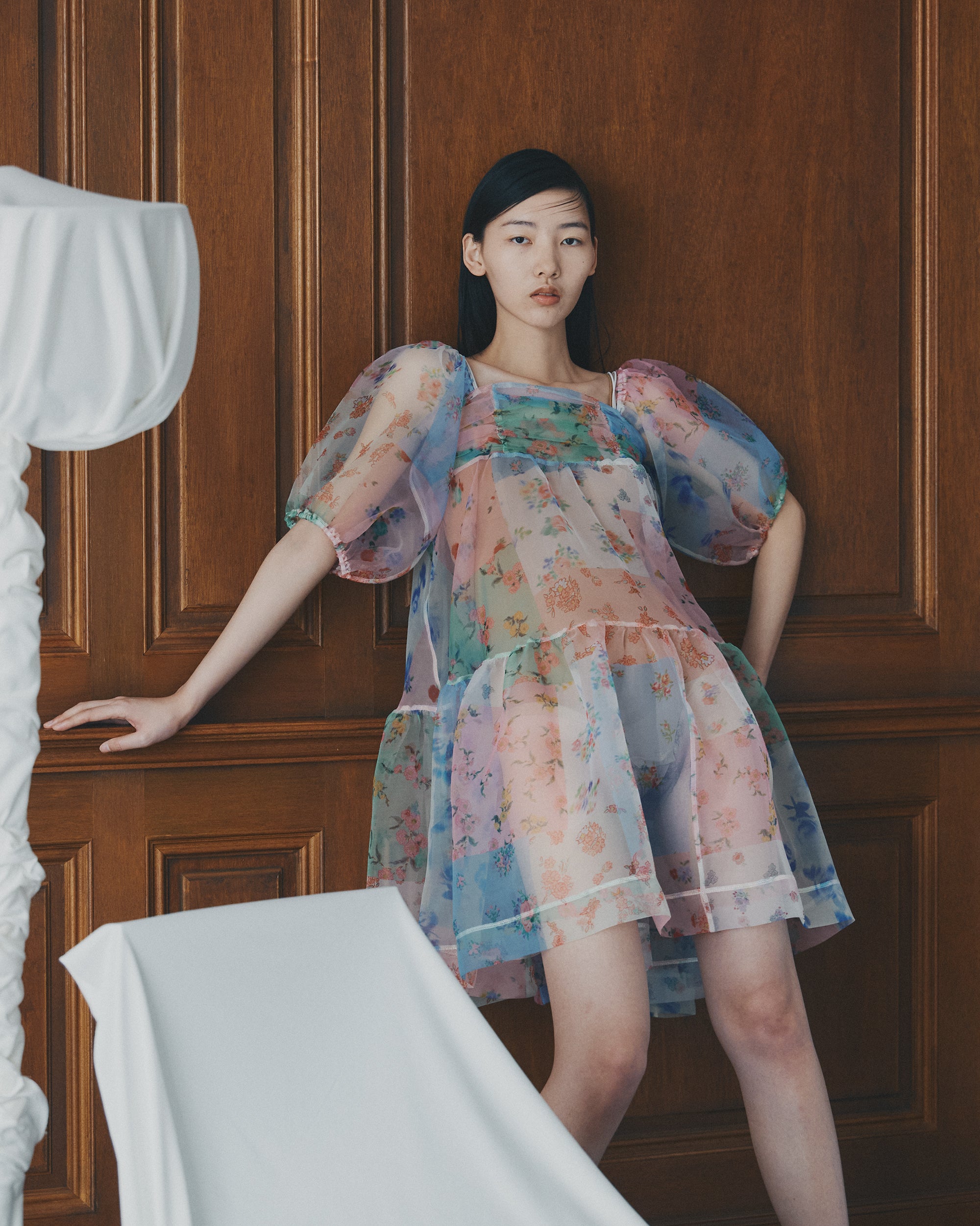 Romantic patchwork tiered mini dress