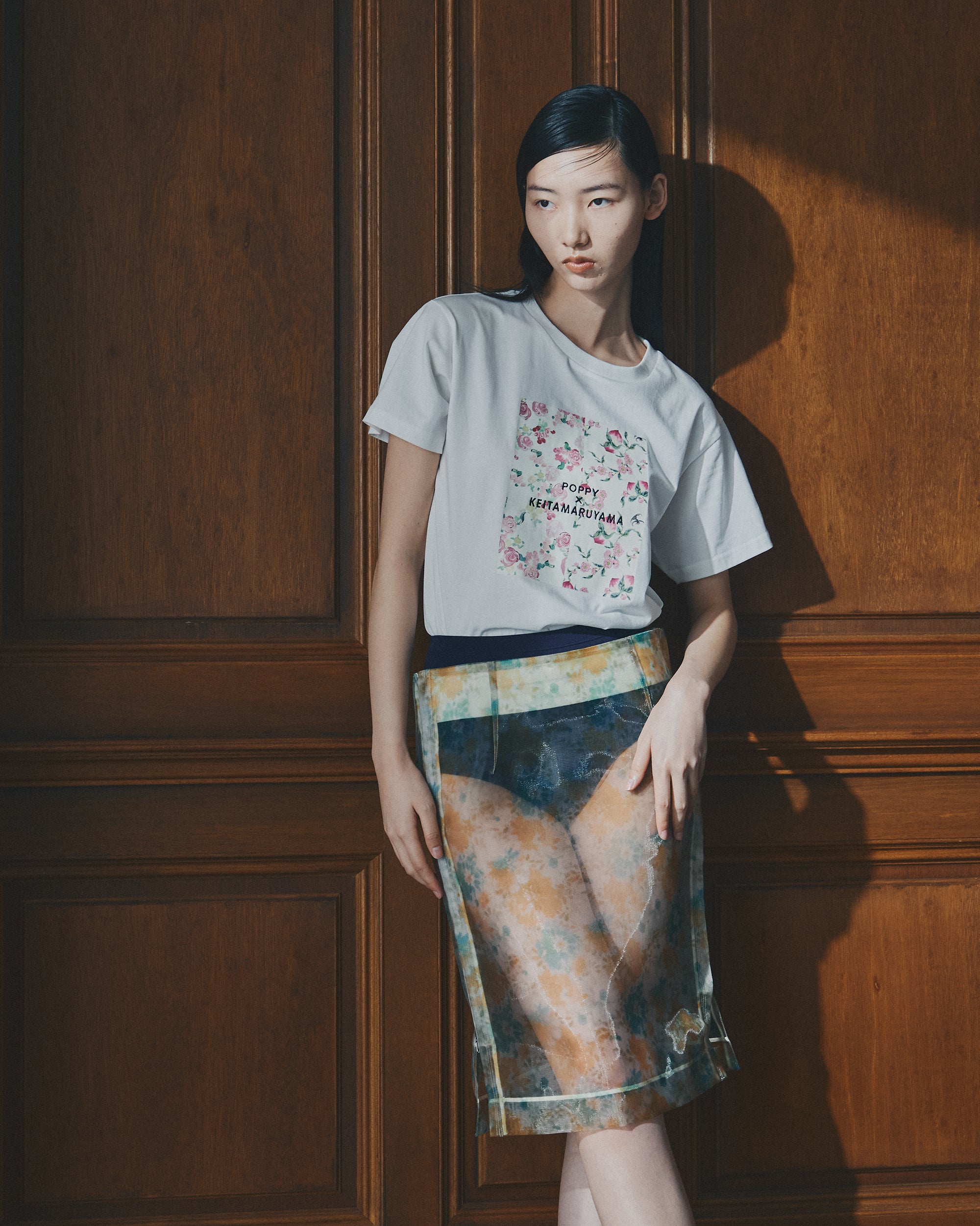 Peach flower print t-shirt