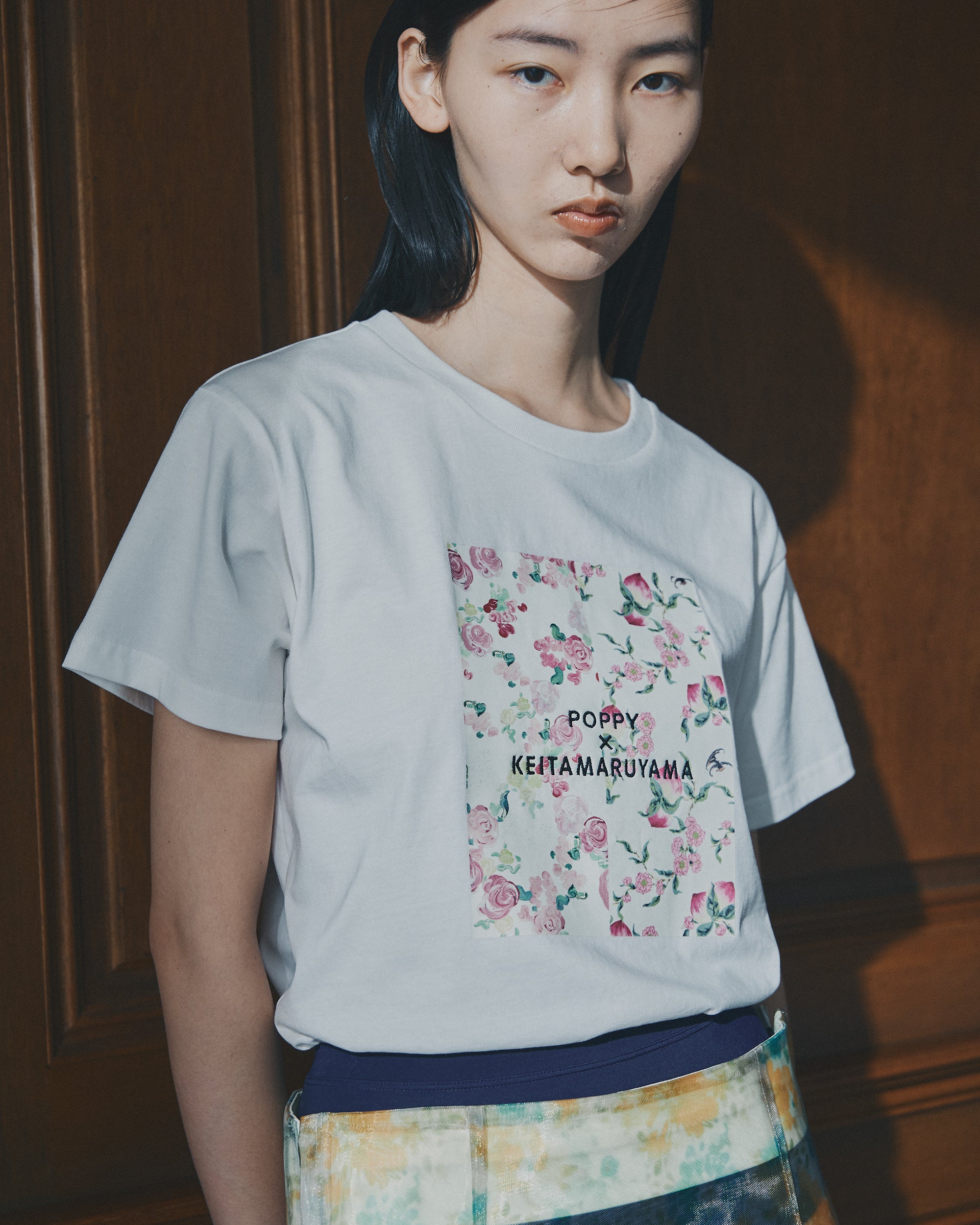 Peach flower print t-shirt
