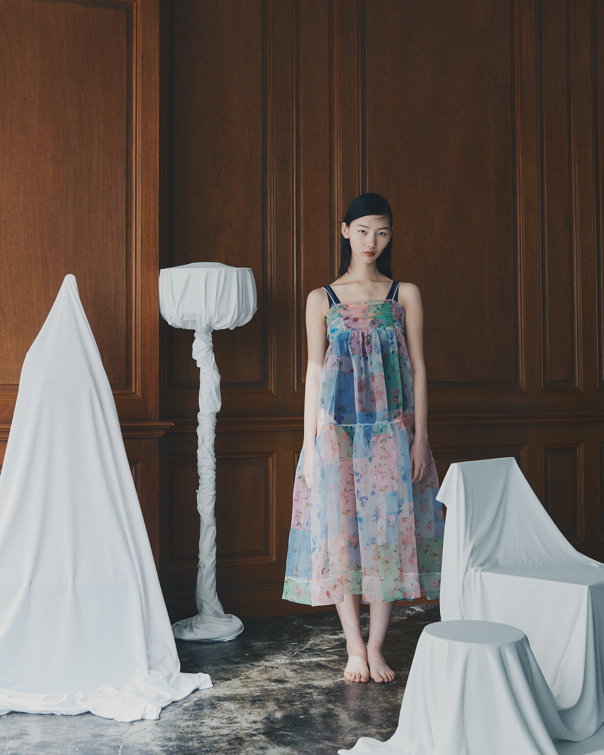 Romantic patchwork organdy cami dress