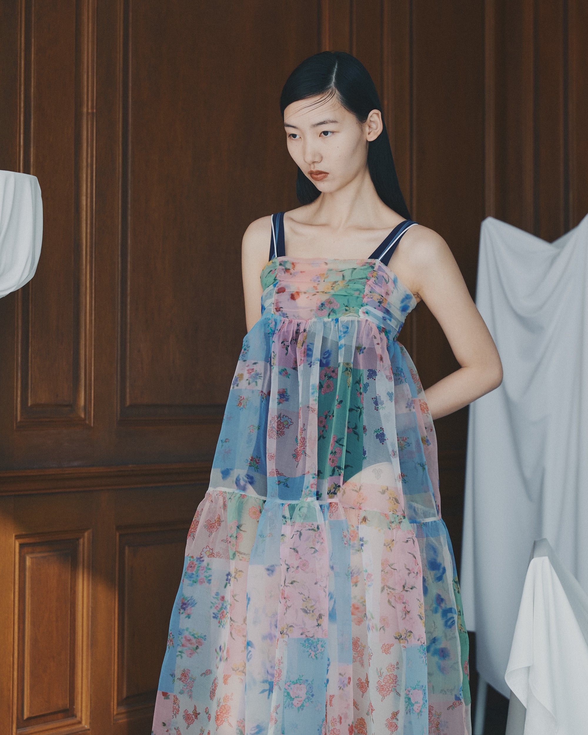 Romantic patchwork organdy cami dress