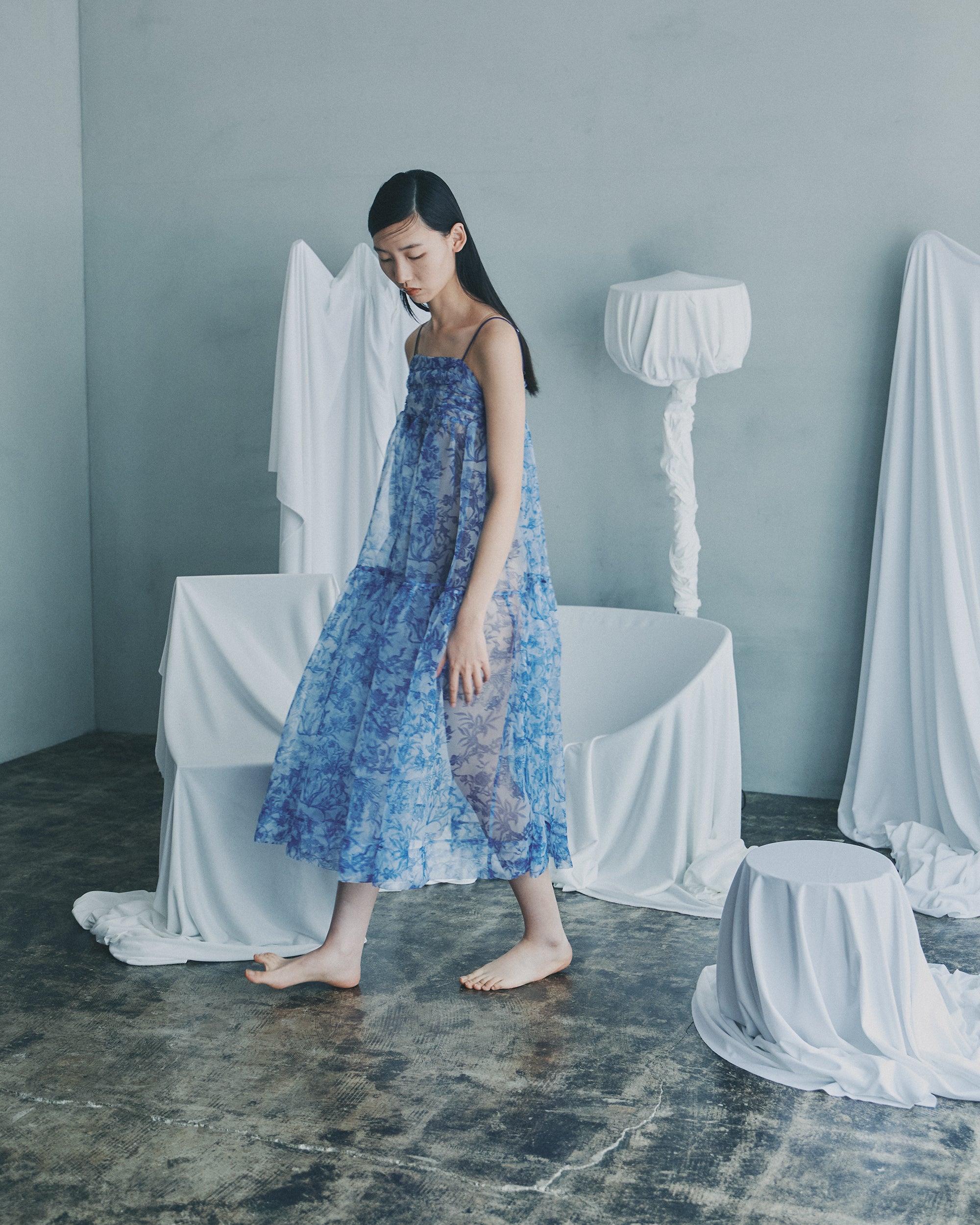 Oriental Toile de Jouy organdy cami dress