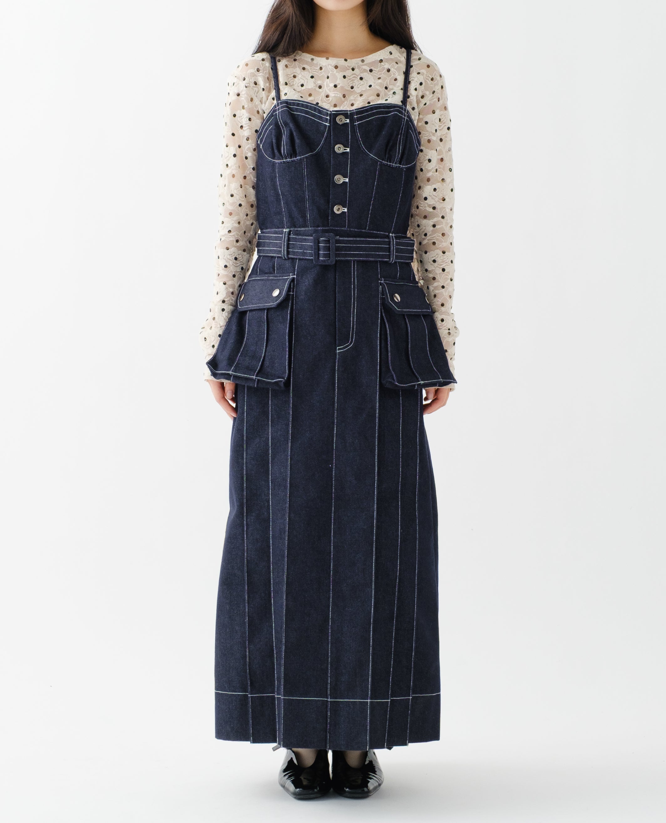 Denim pleated dress