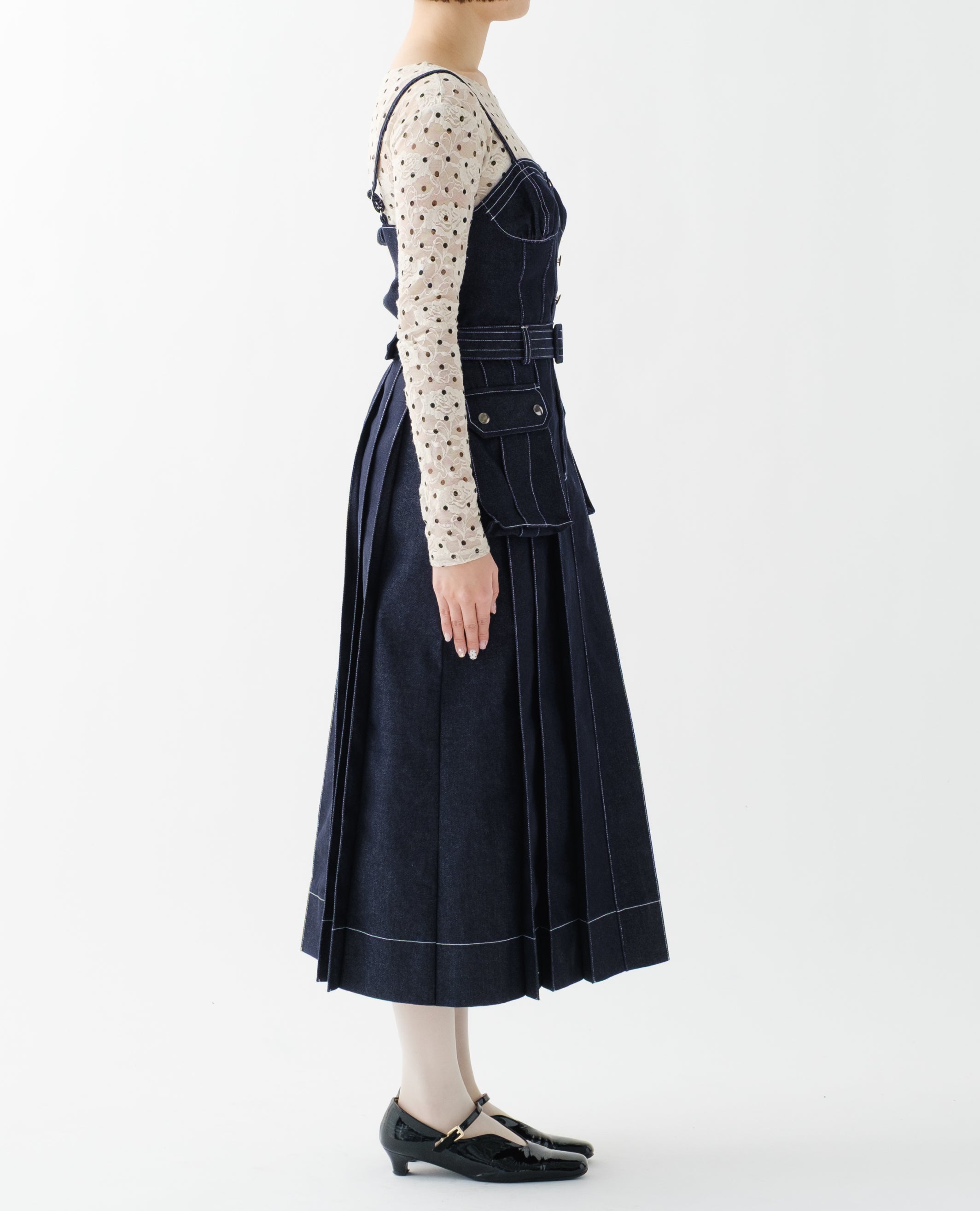 Denim pleated dress