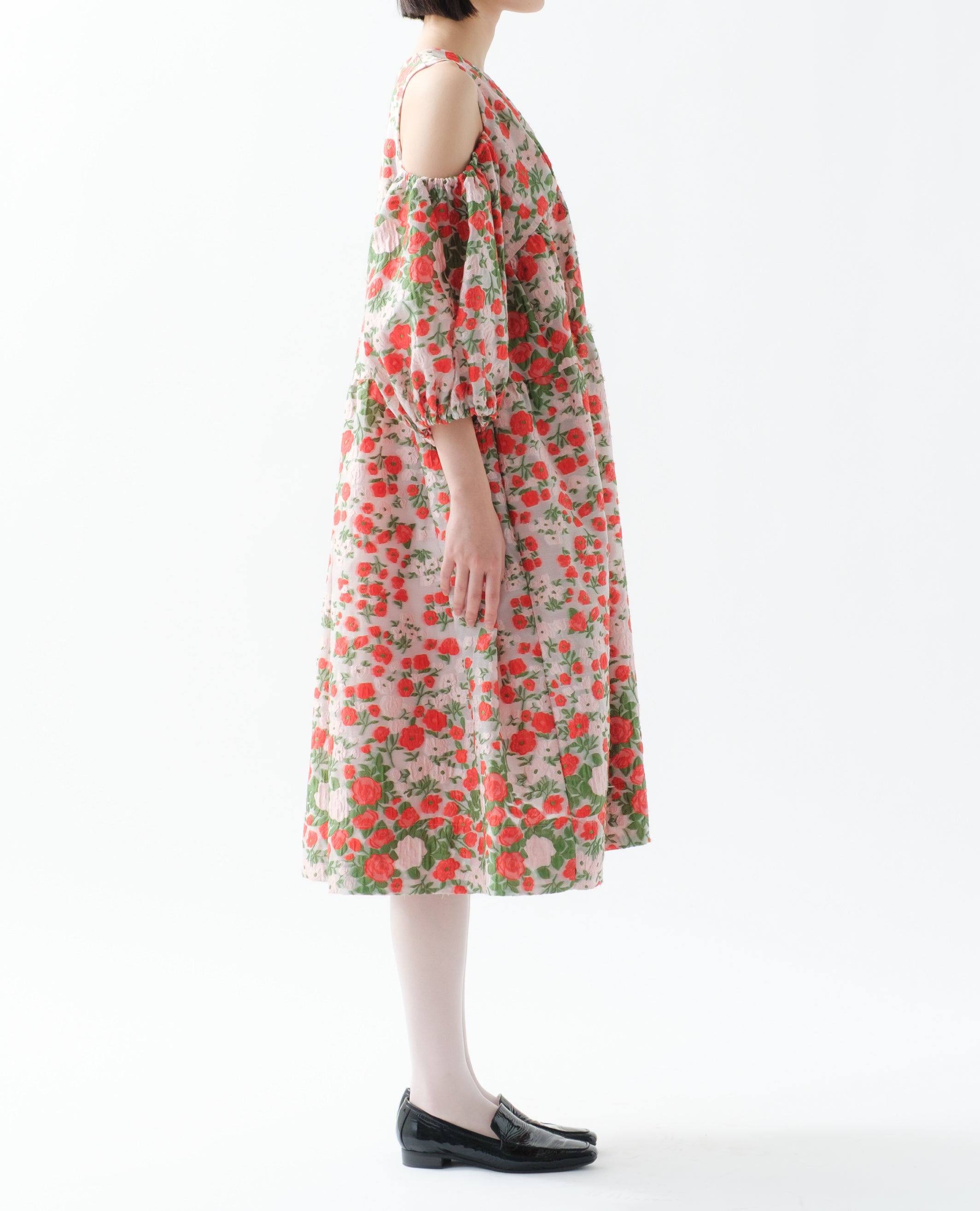 ワンピース poppy flower jacquard off shoulder dress flower jacquard off shoulder dress
