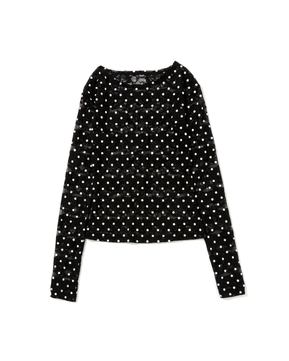 Dot lace see-through top (round neck) black