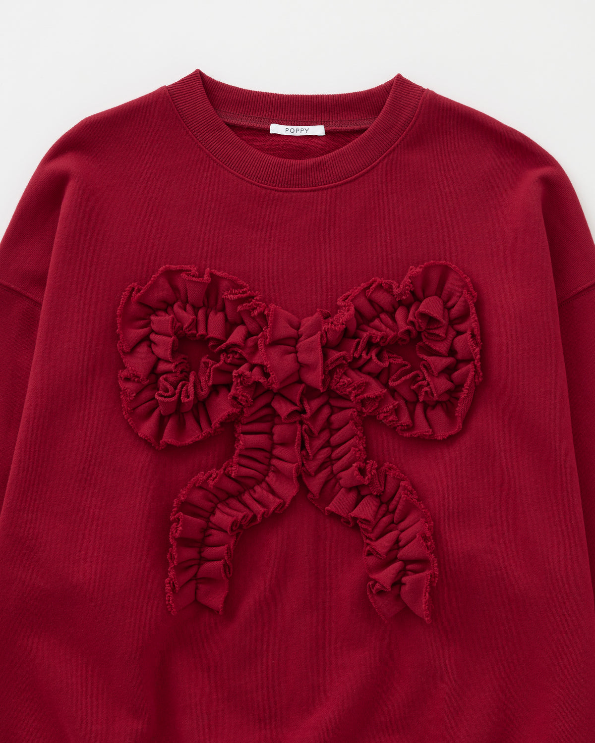 Ribbon gathered sweatshirt