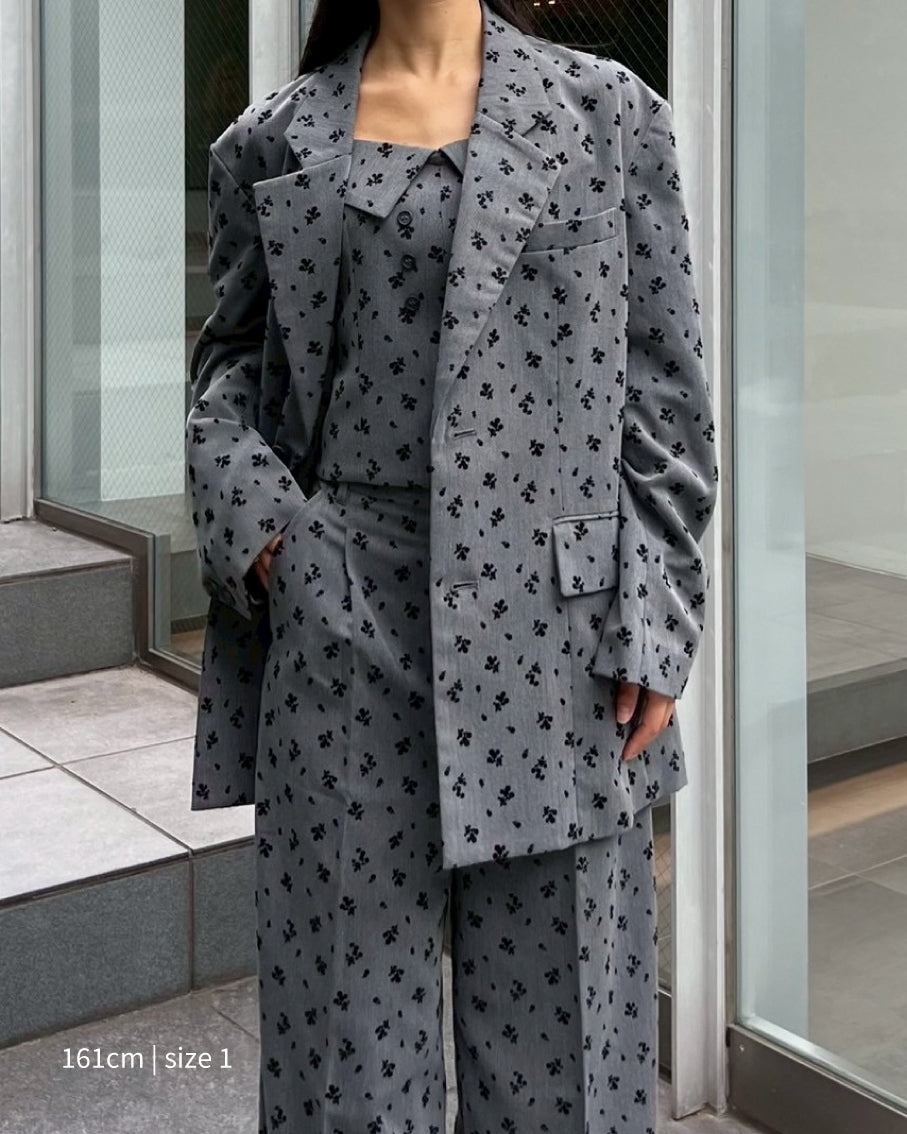 Flower flocky tailored jacket