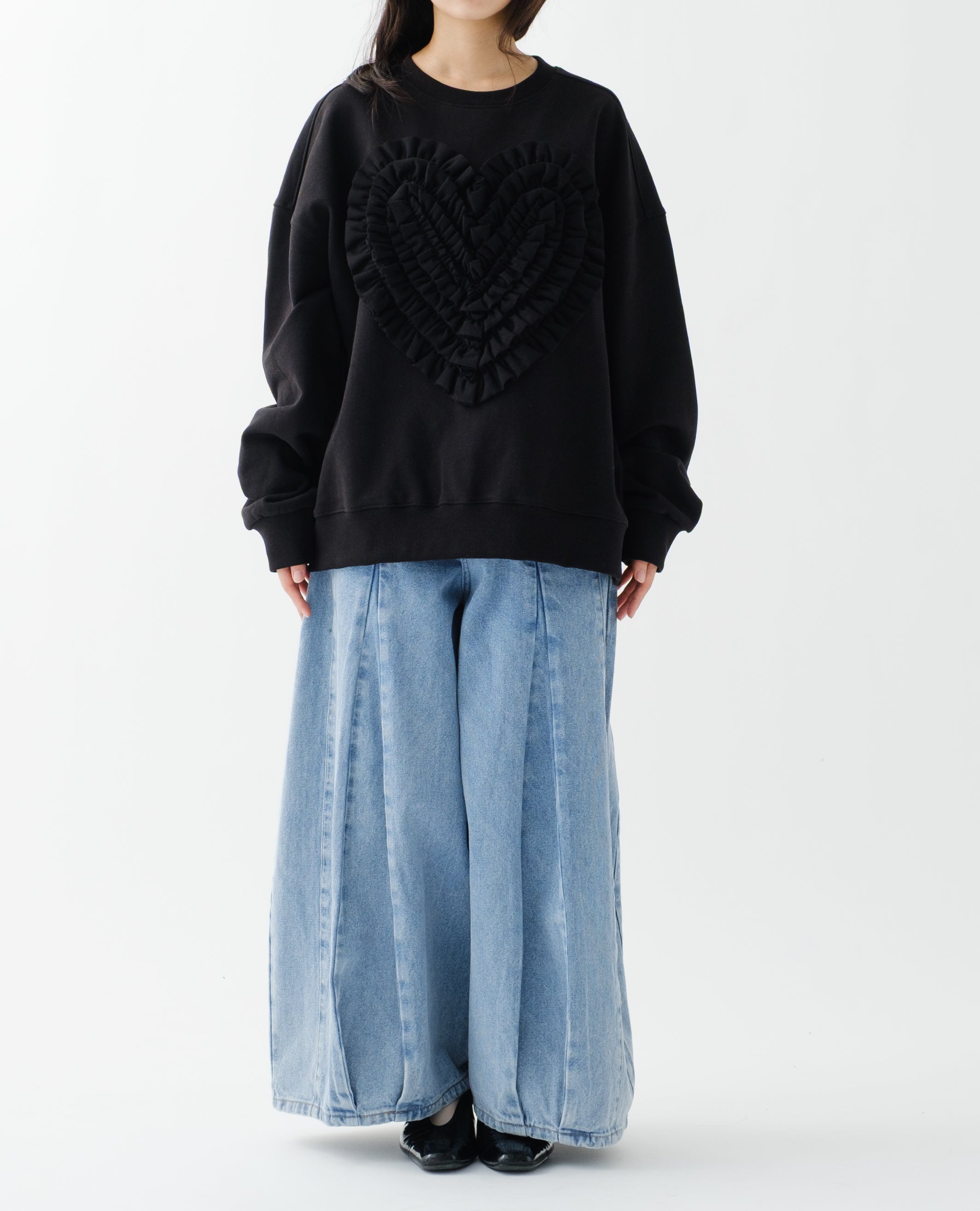 トップス Poppy Heart gathered sweatshirt Heart gathered sweatshirt