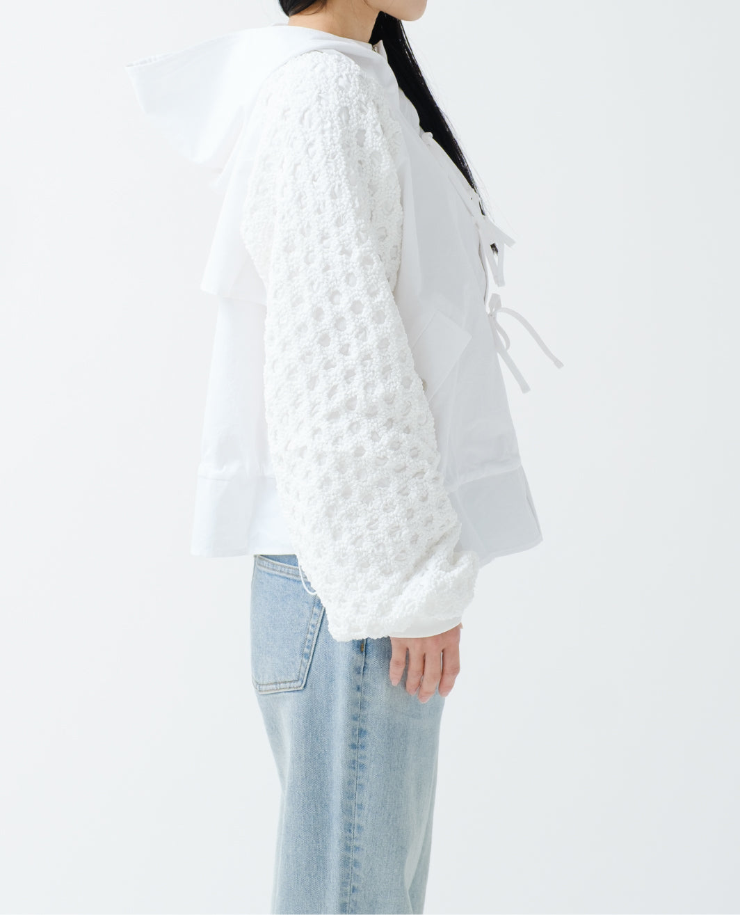 Ribbon high neck hoodie