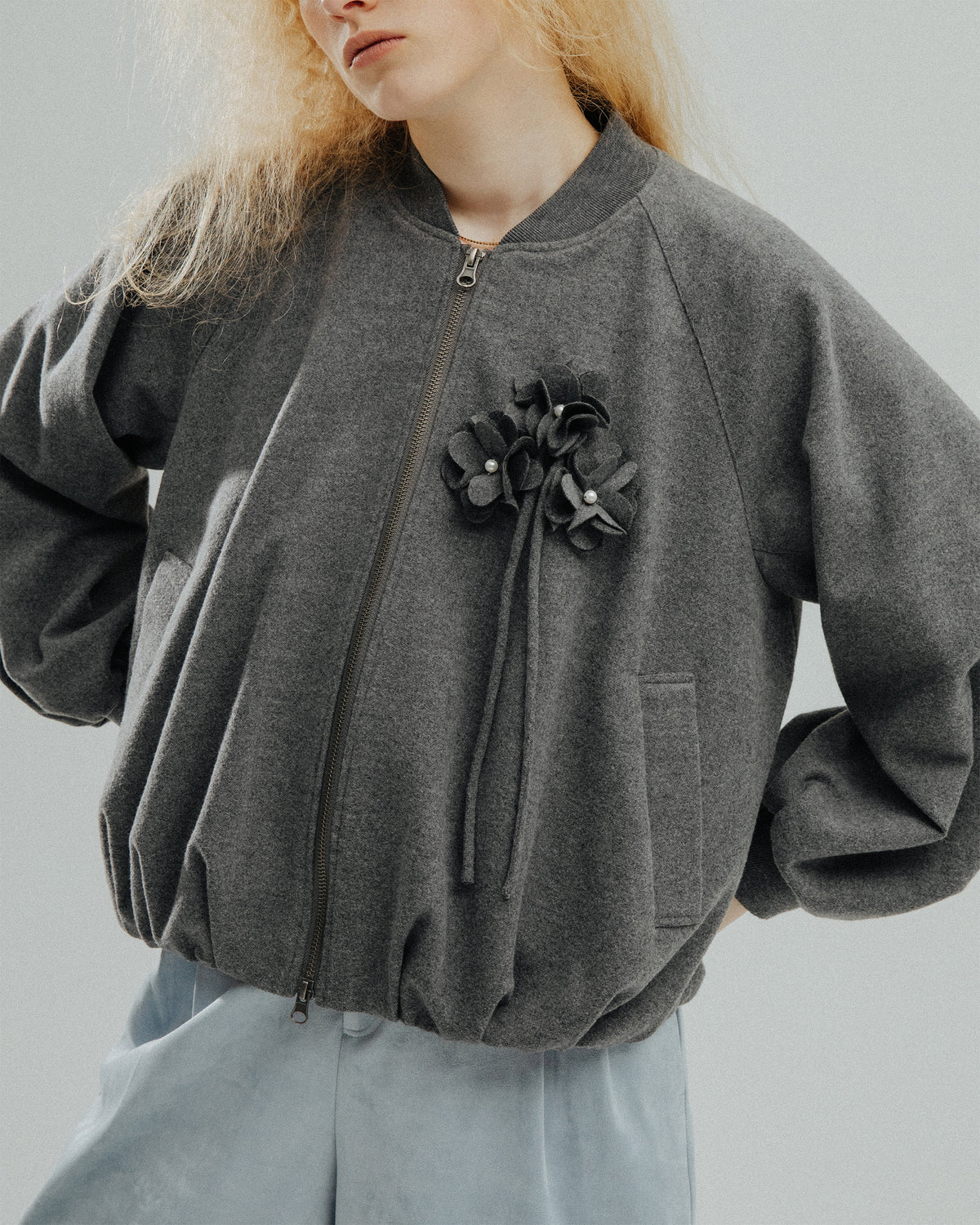 Melton fleur balloon jacket
