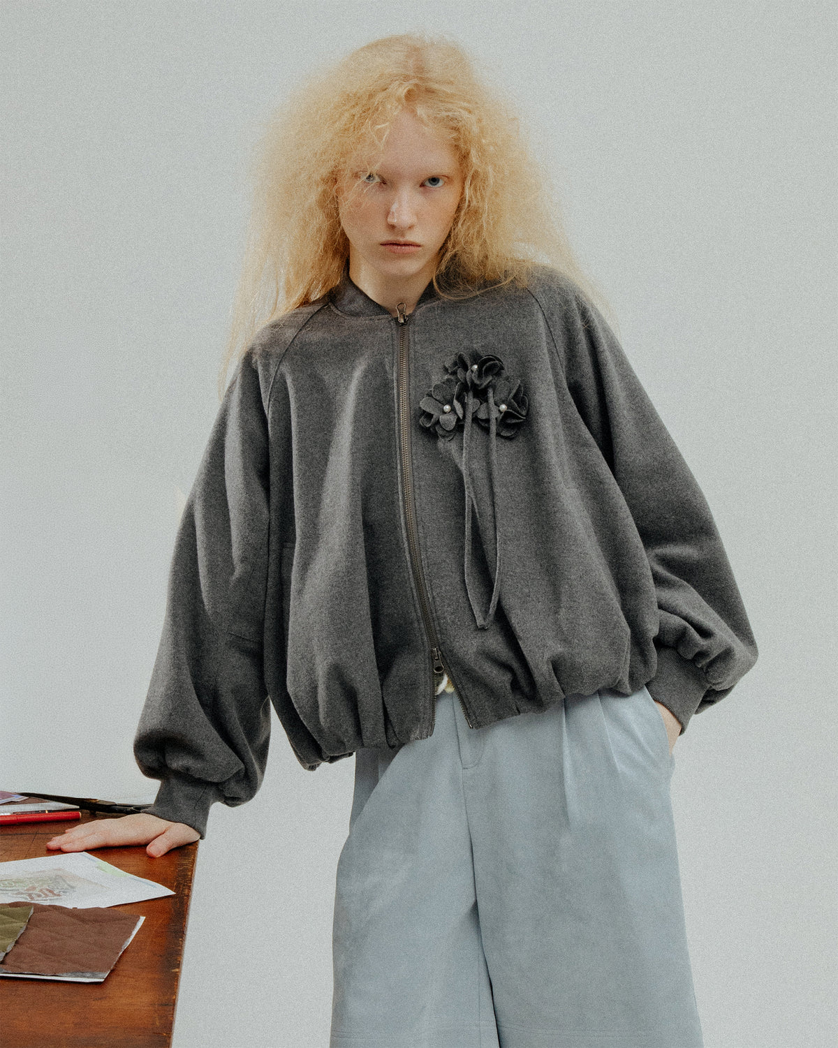 Melton fleur balloon jacket