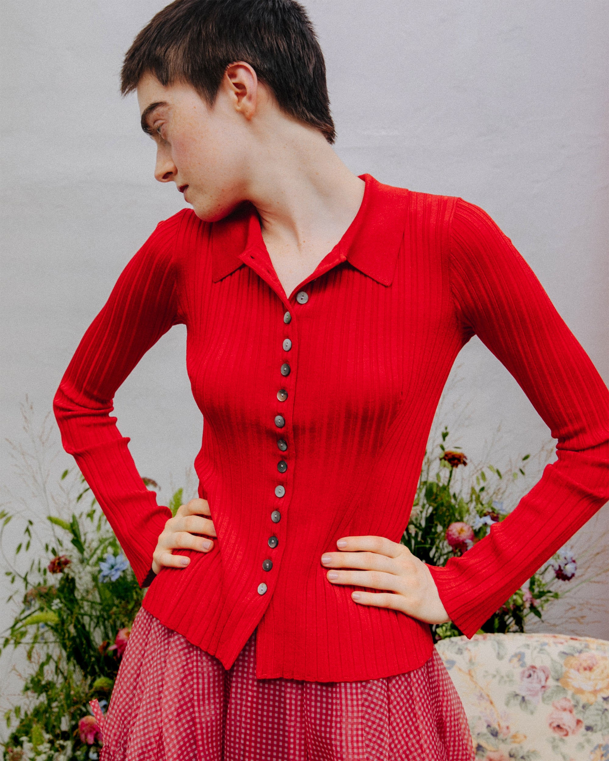 Many button ribbed top
