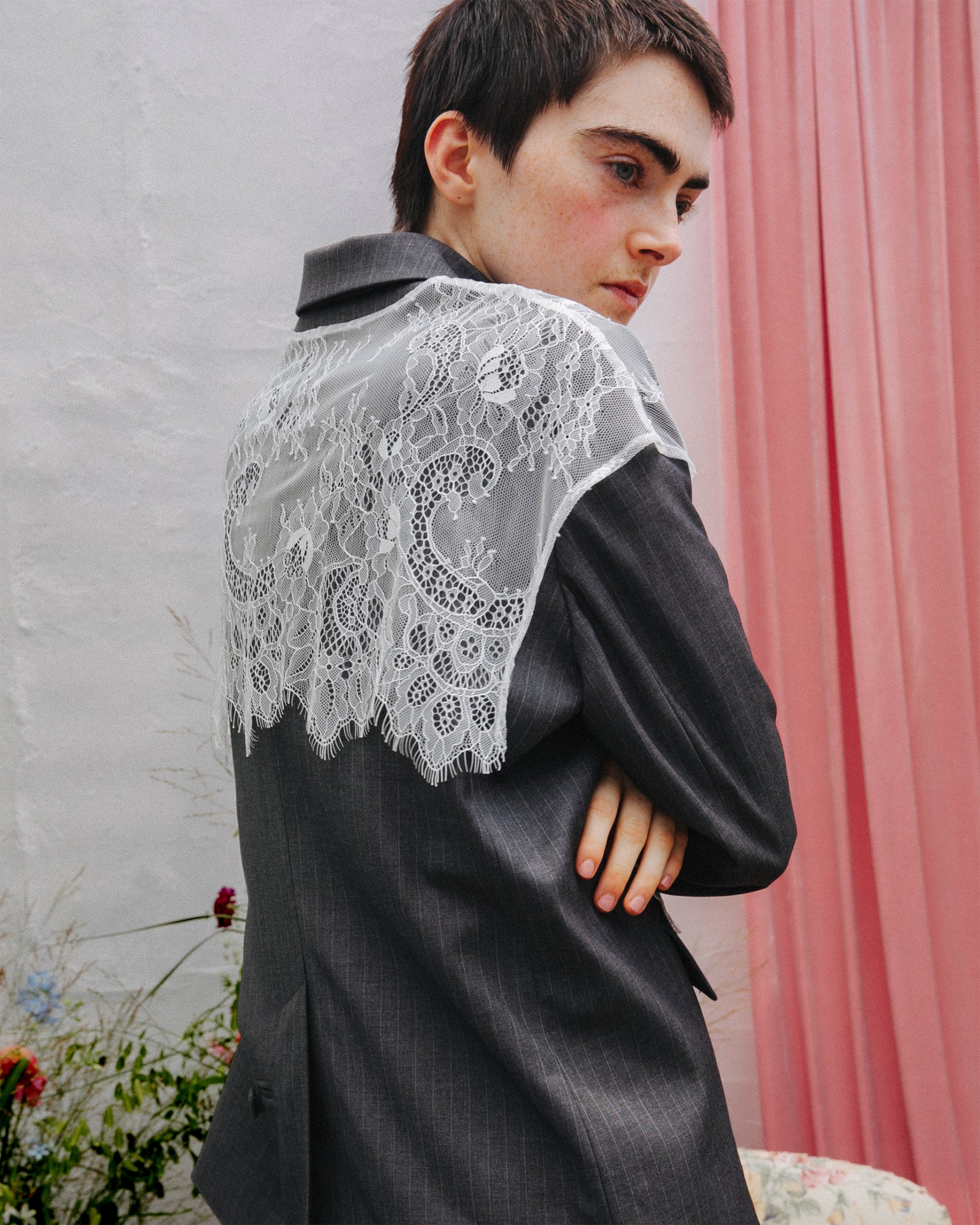 2way refined lace collar jacket