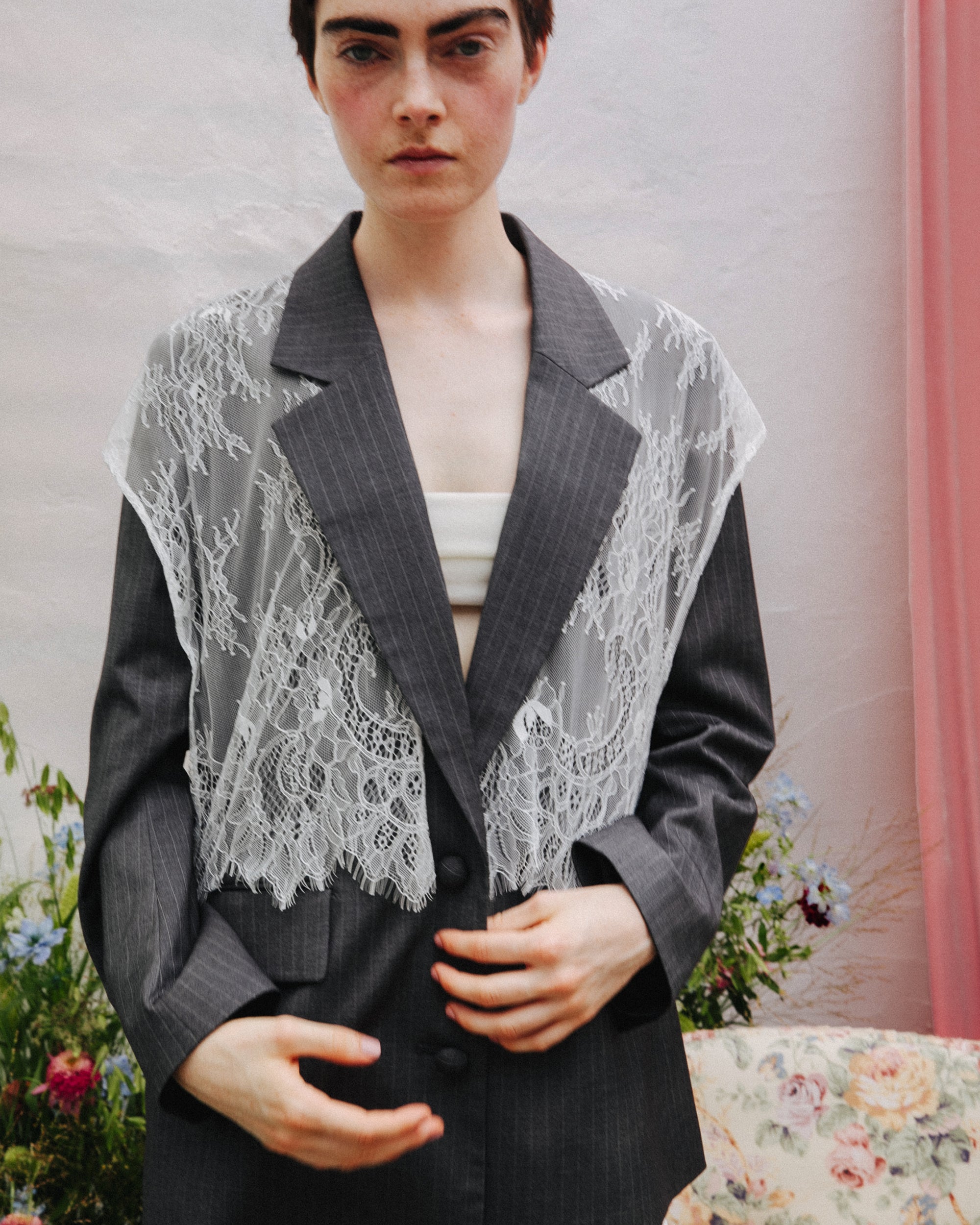 2way refined lace collar jacket