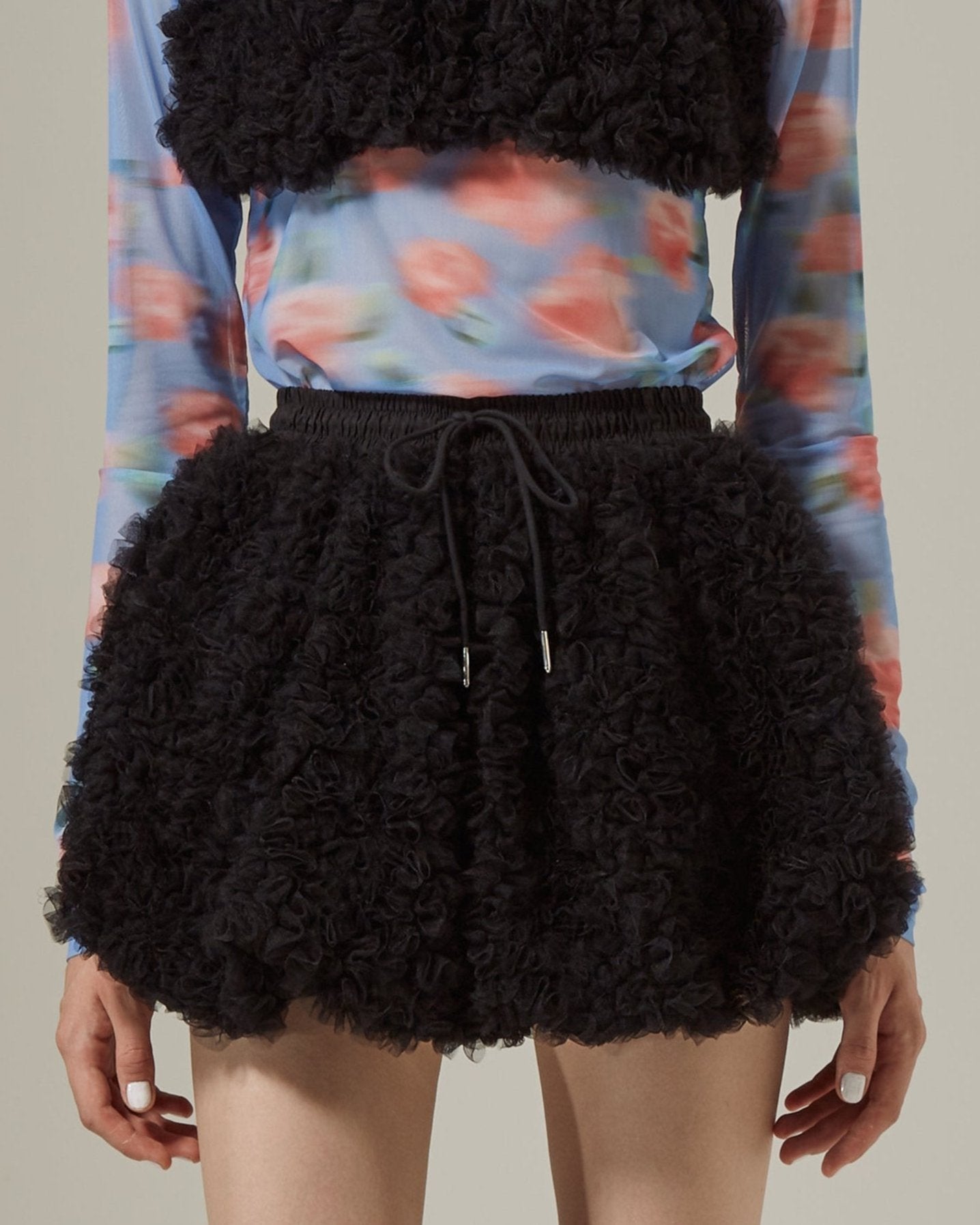 Tulle balloon mini skirt (black)
