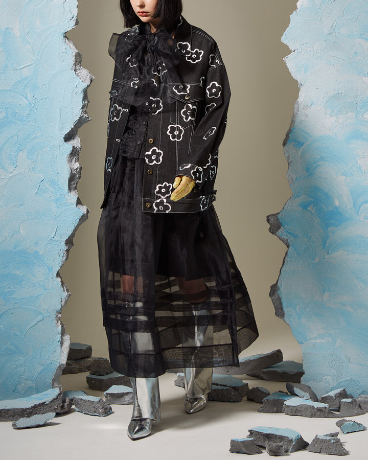 Silver flower denim jacket – POPPY