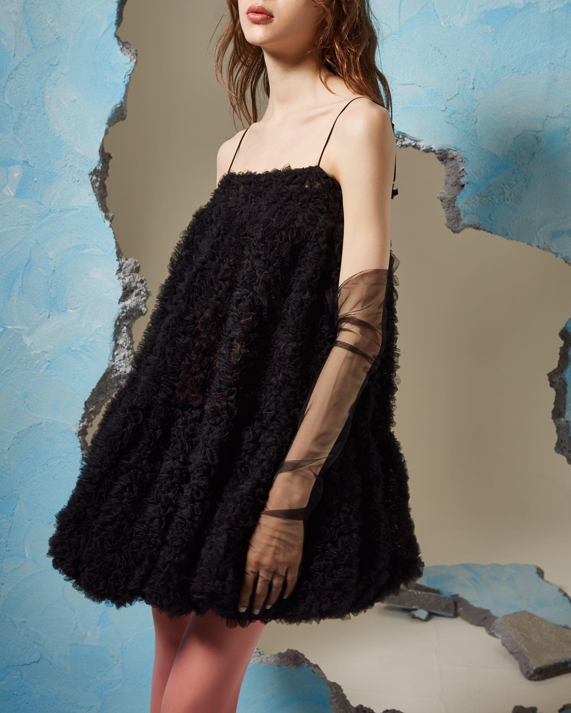 Tulle balloon tunic (black)