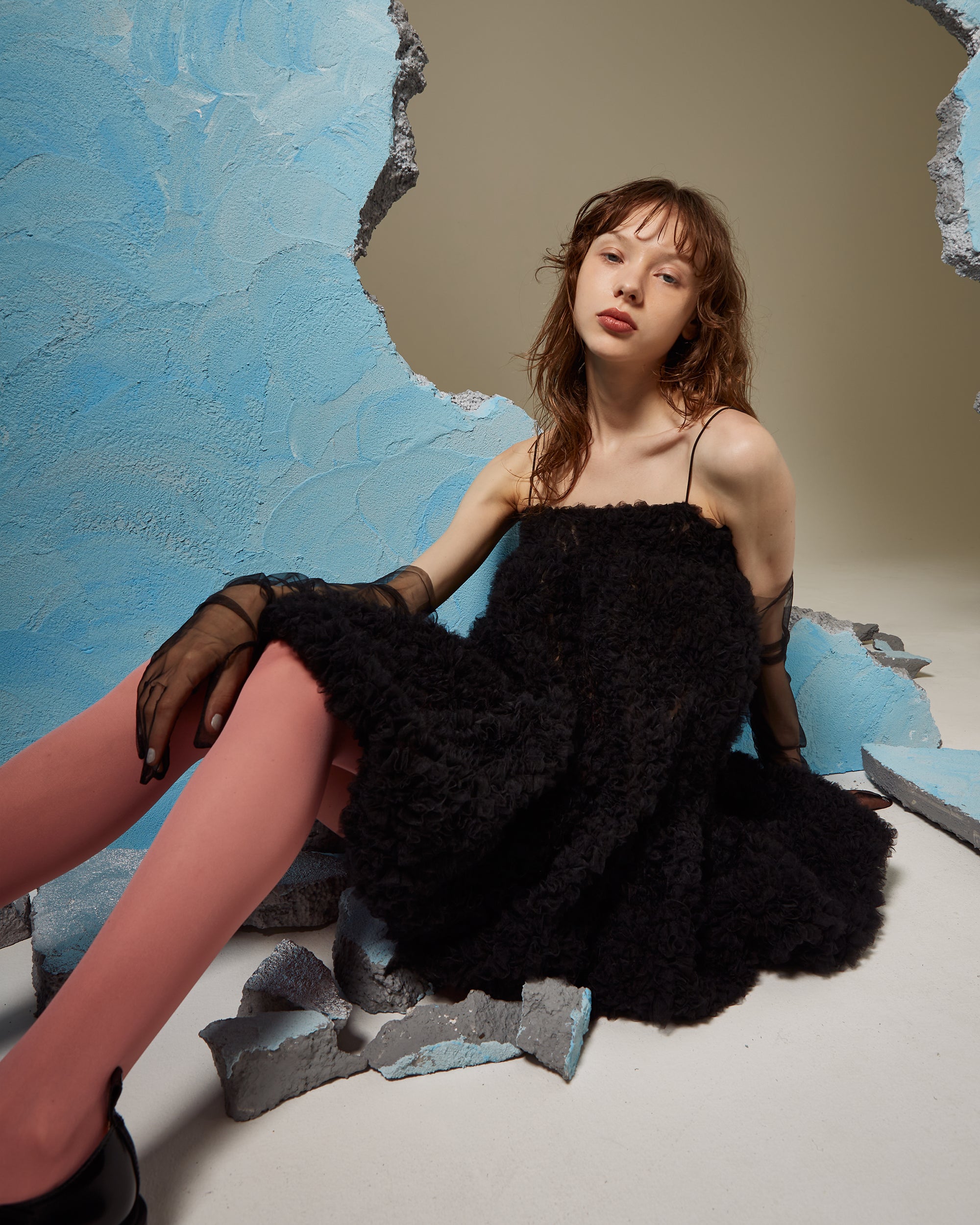 Tulle balloon tunic (black)