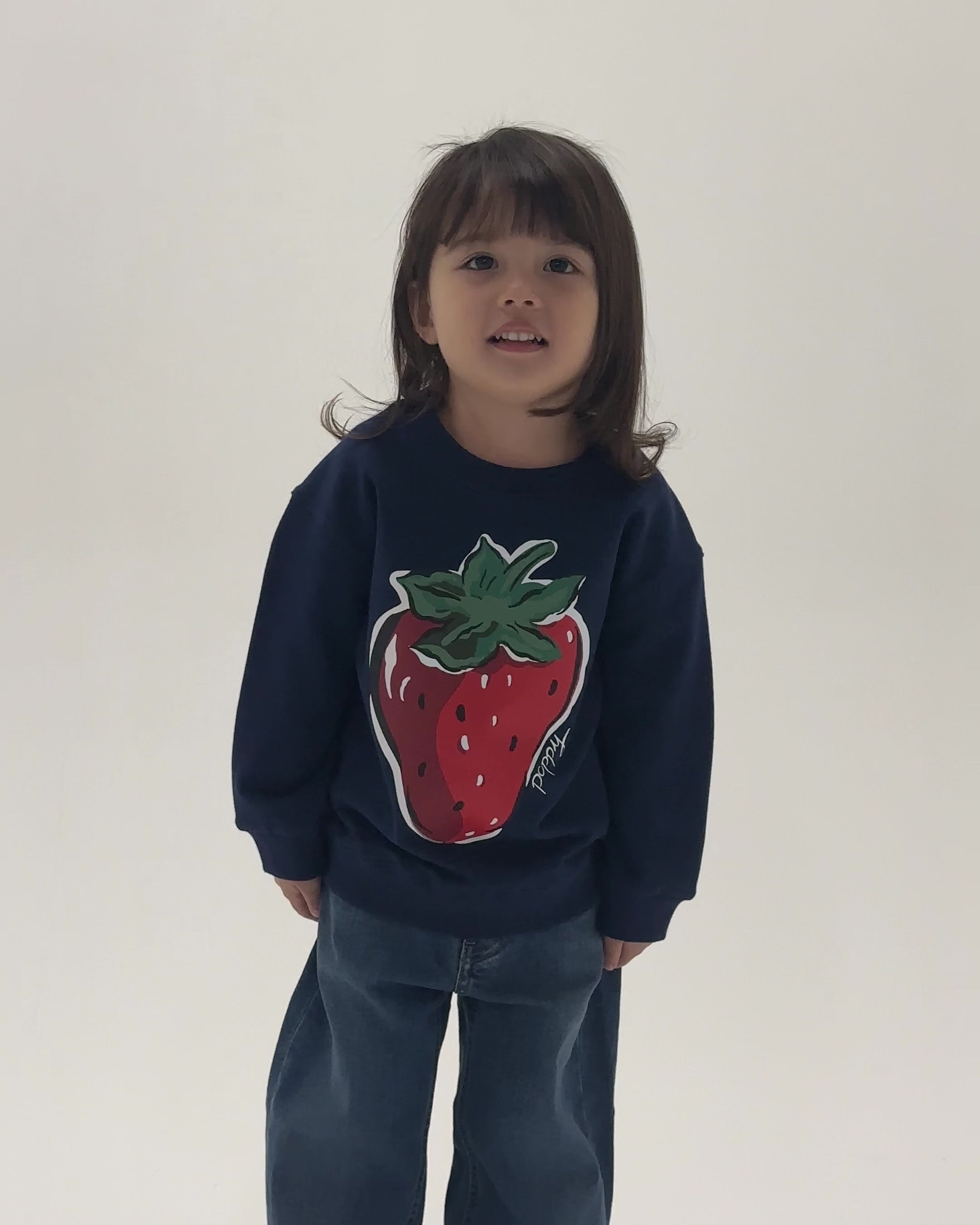 KIDS strawberry printed sweatshirts (Navy)