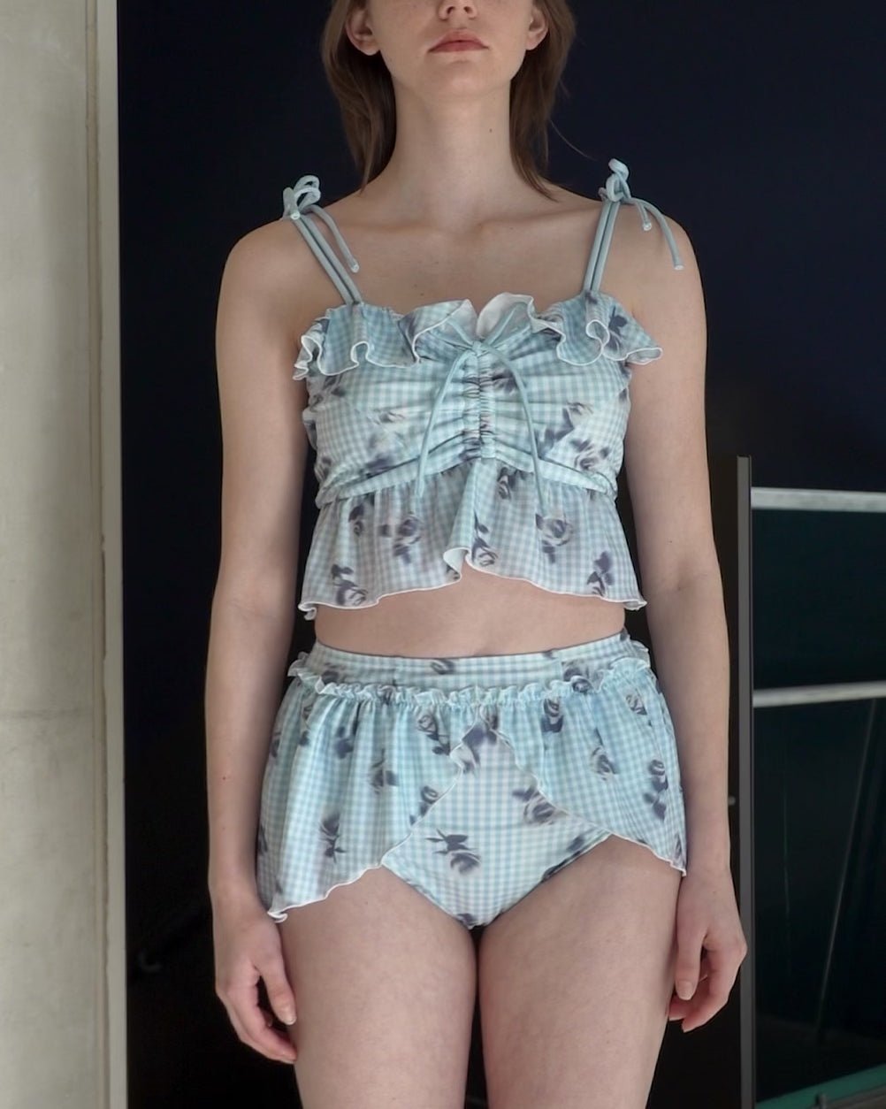 Gingham rose cami bikini