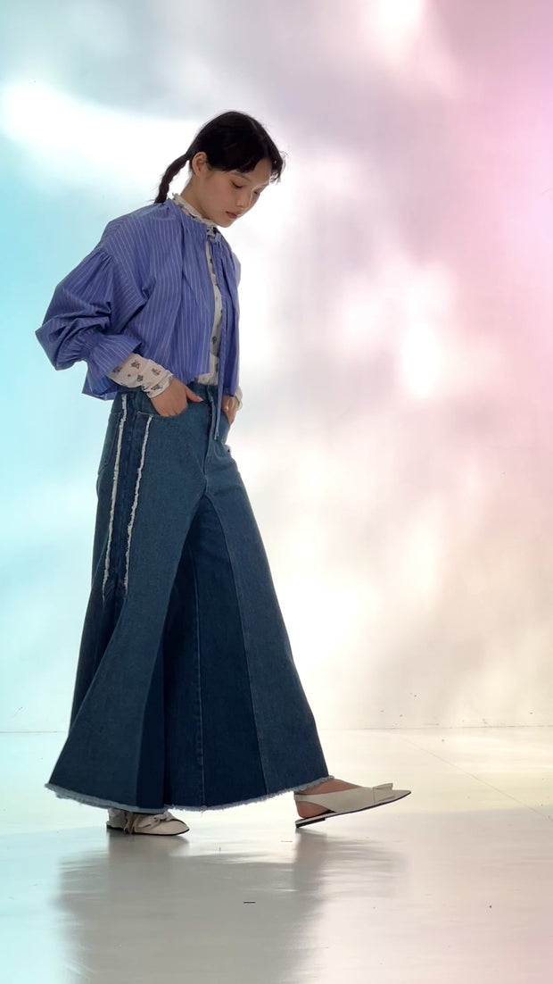 Wide flare denim pants