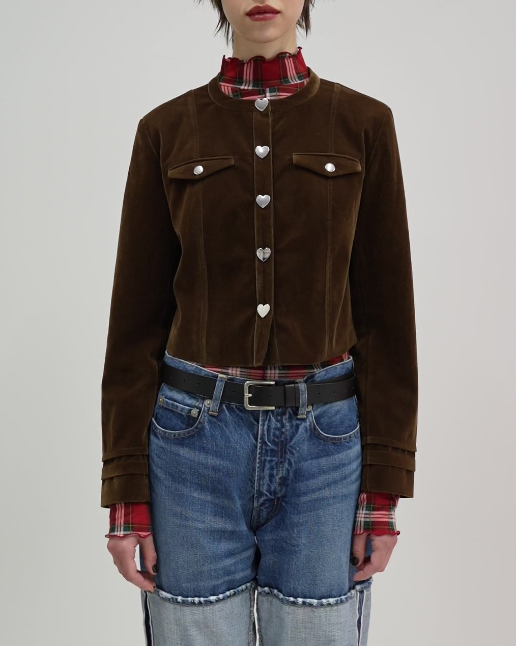 Poppy ポピー　ジャケットHeart Velvet Jacket Heart button velvet jacket