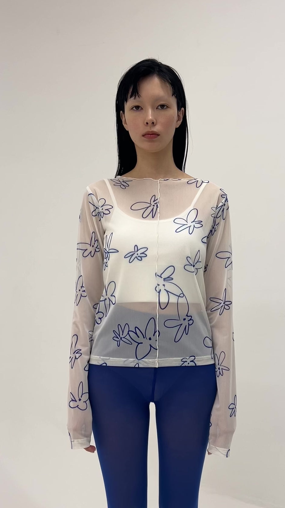 【新品】poppy WINDOW FLOWER SEE-THROUGH TOPS Blooming flowers see-through tops