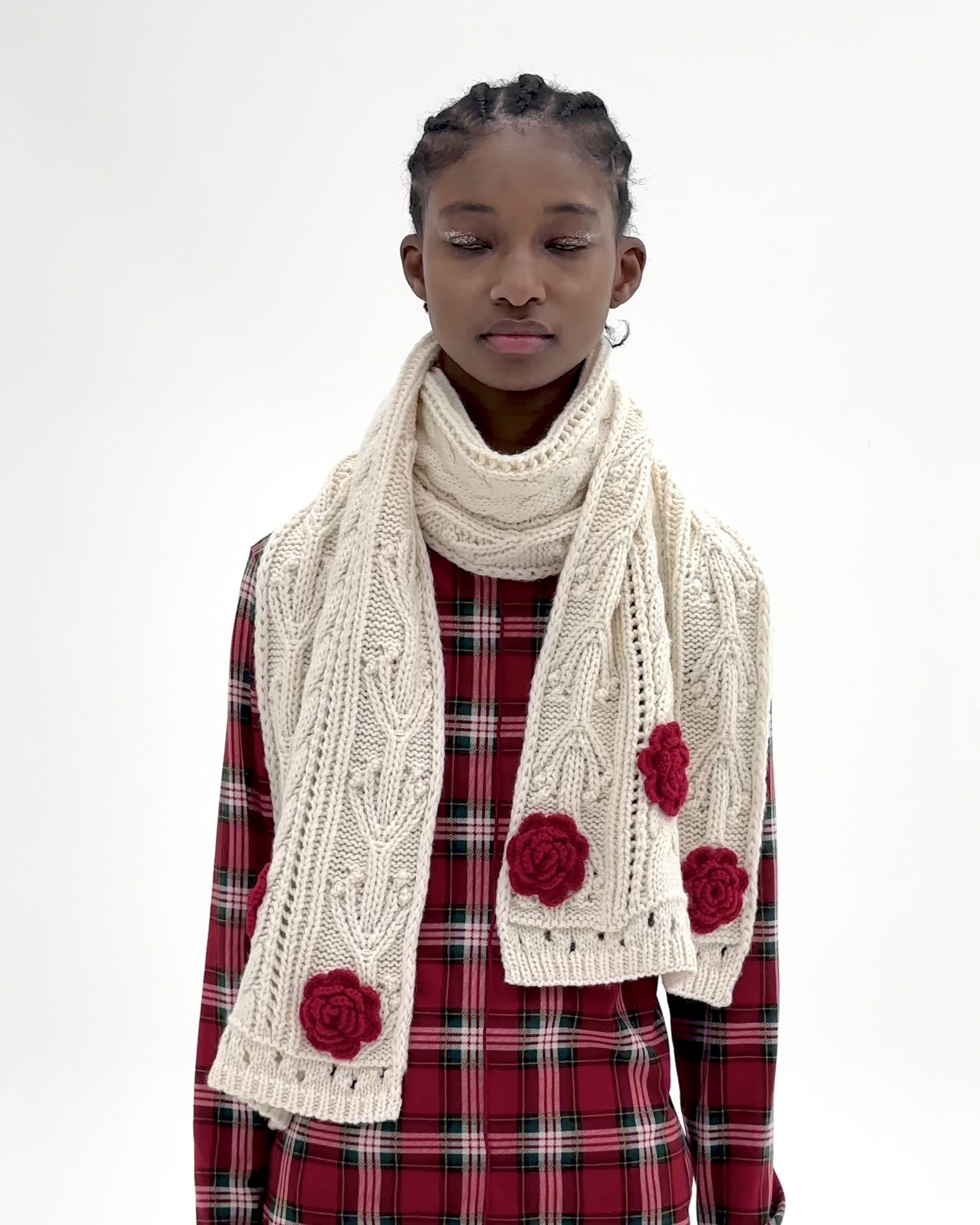 ワンアパ / mohair mulch border muffler ワンアパ / mohair mulch