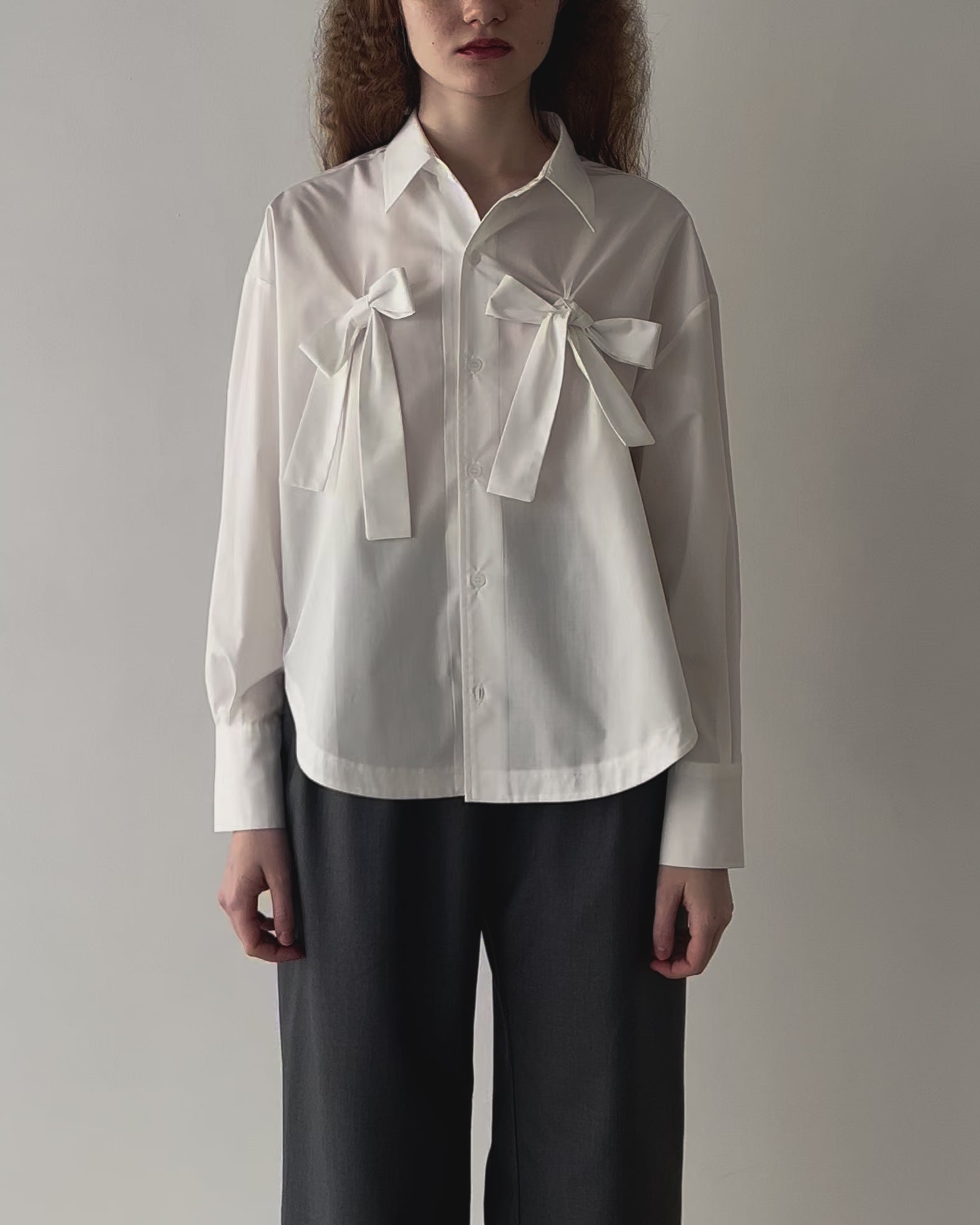 Double ribbon shirt (white)