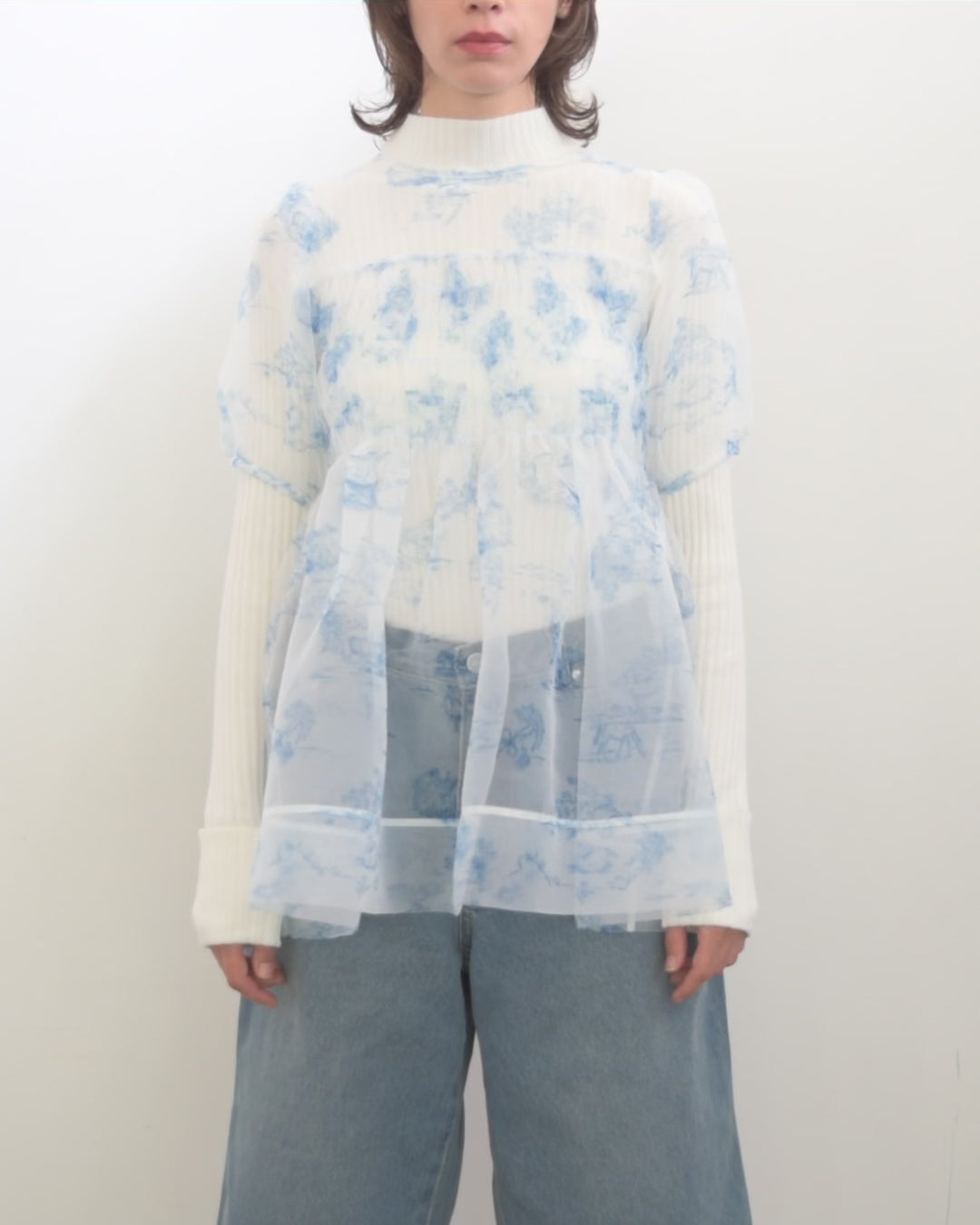 Toile de Jouy organdy shirring tunic