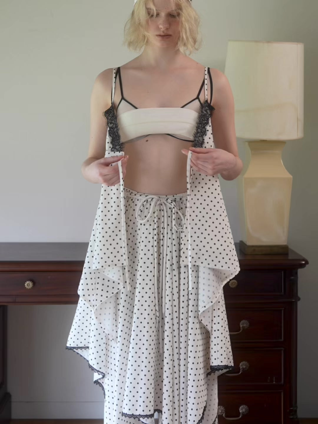 ワンピース POPPY-Airy tie handkerchief tunic (ivory Airy tie handkerchief tunic (ivory)