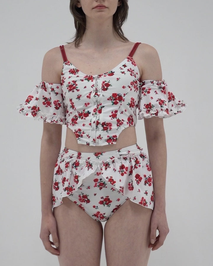 POPPY RED BOUQUET RIBBON BIKINI水着 Red bouquet ribbon bikini – POPPY