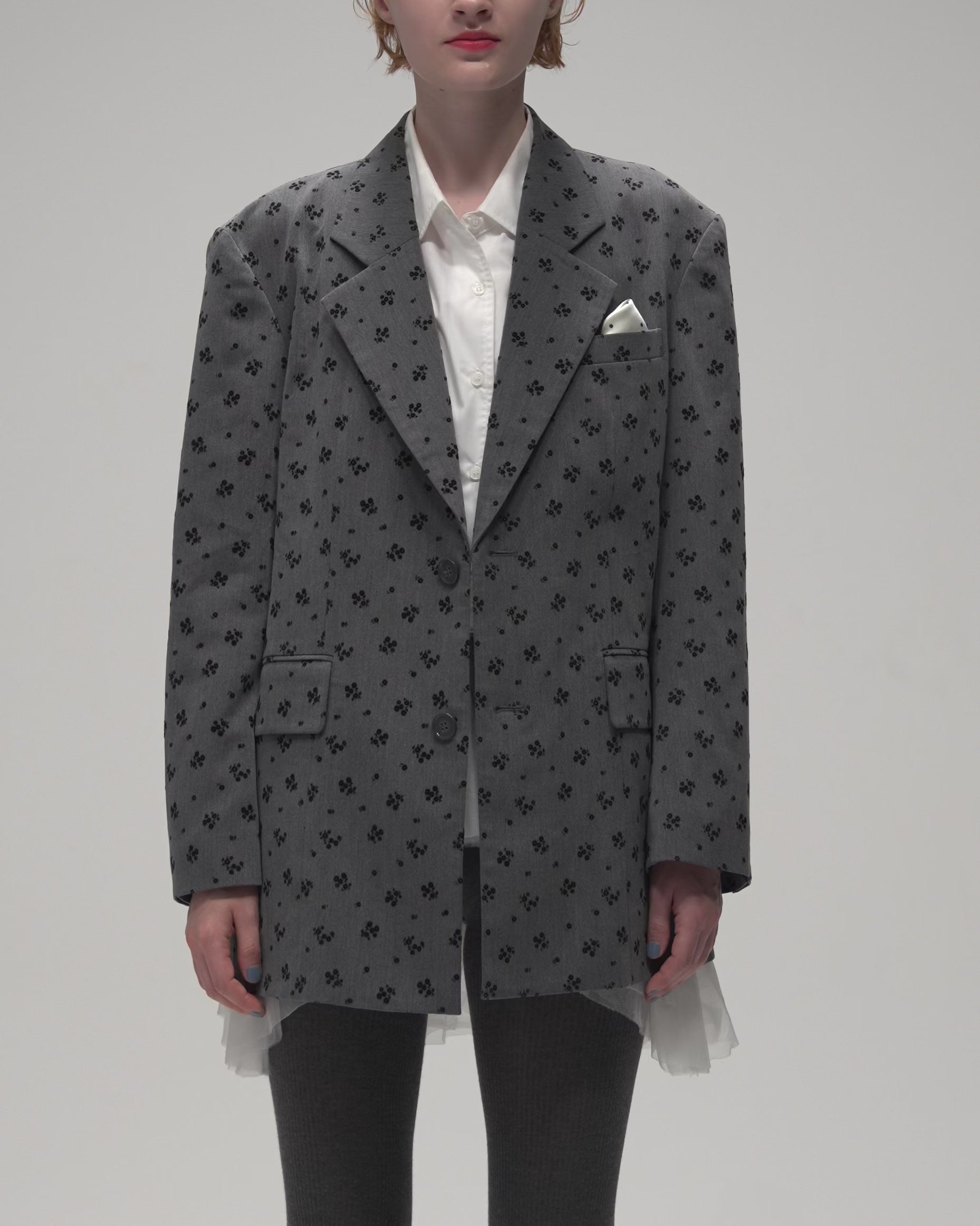 Flower flocky tailored jacket