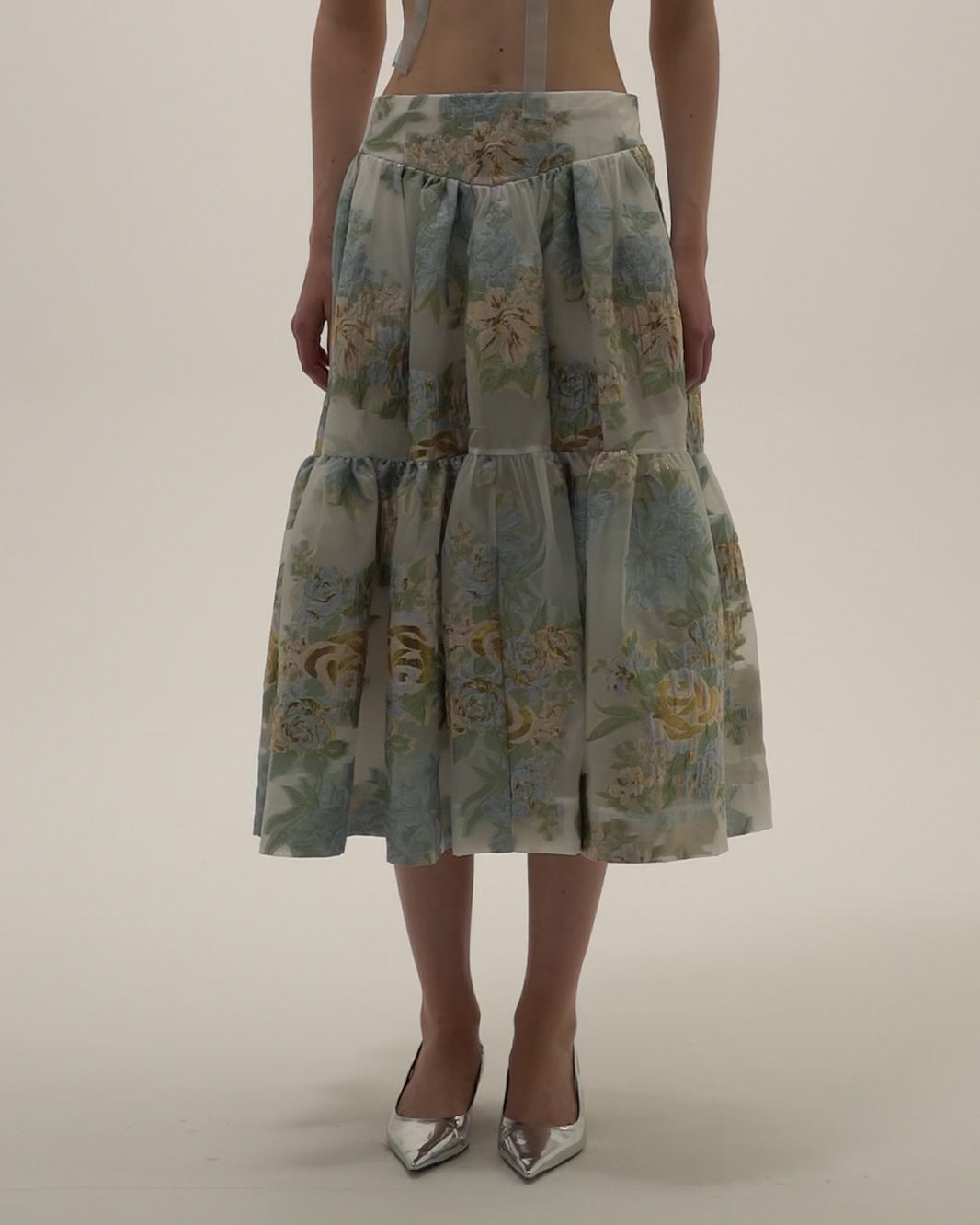 POPPY ポピー CORSET VOLUME SKIRT M Gold jacquard corset skirt