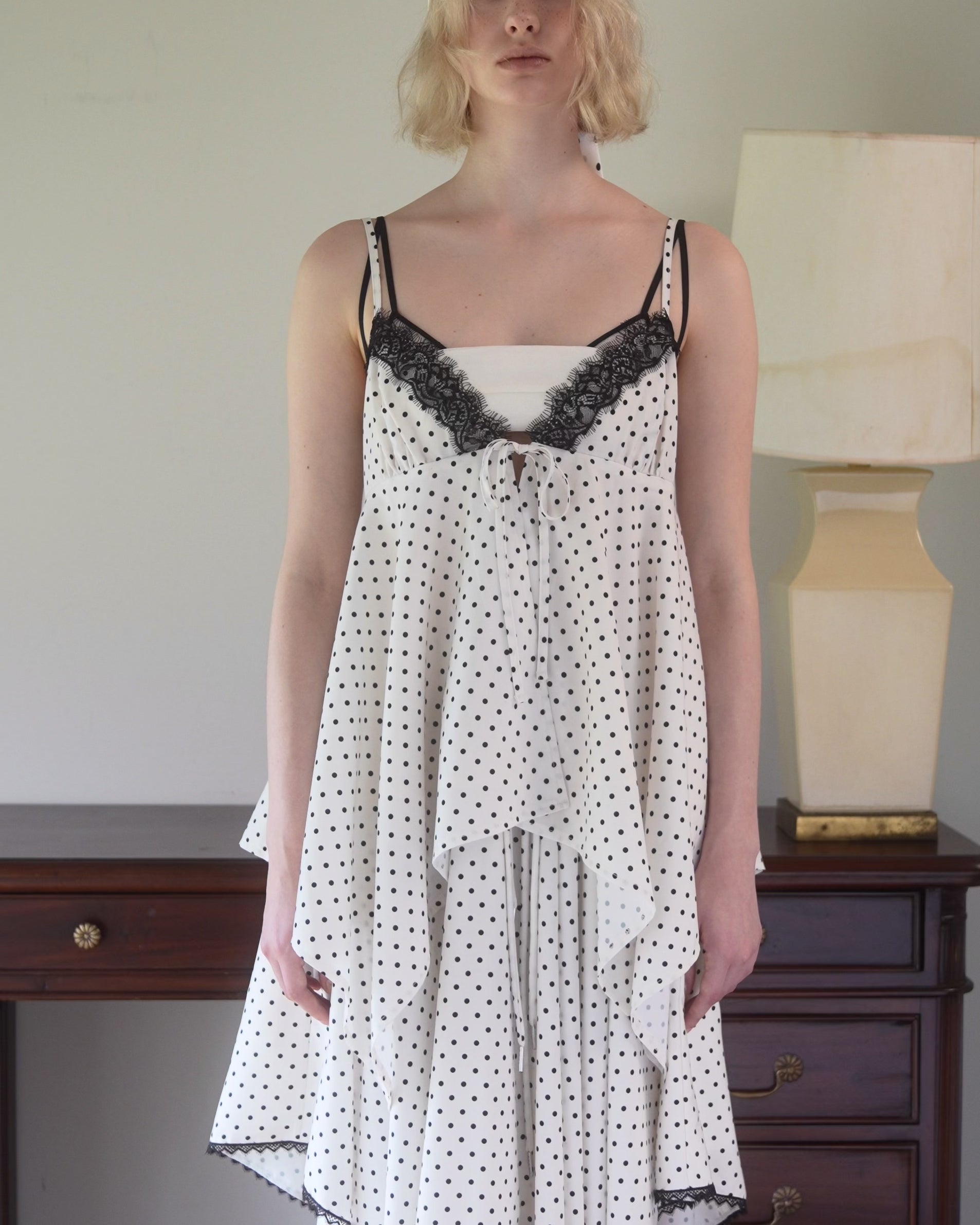 Airy tie handkerchief tunic (ivory)