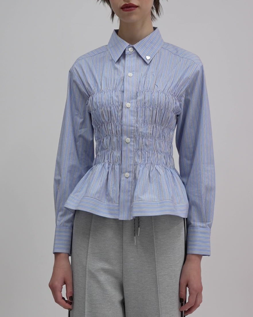 Heart motif shirring shirt